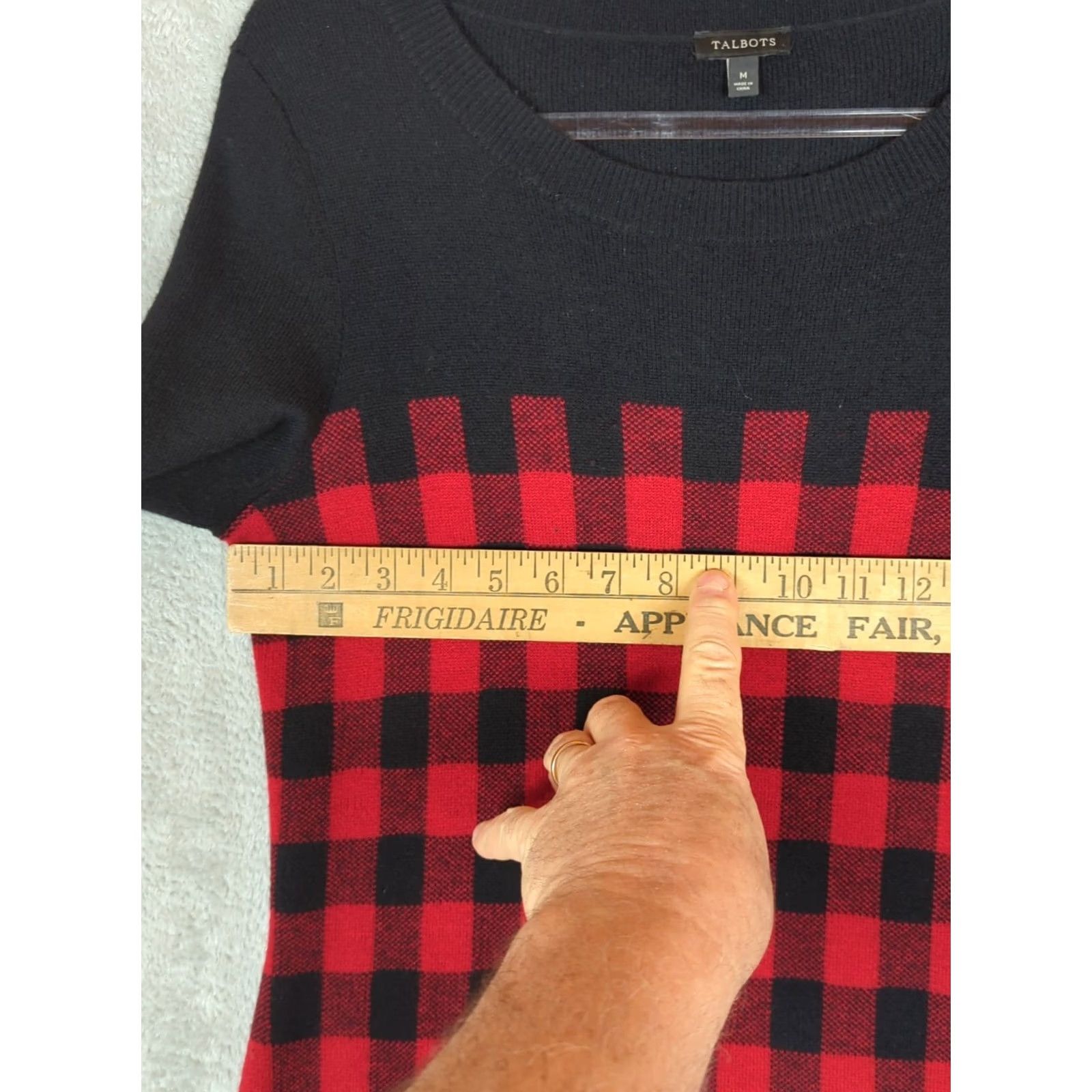 Talbots VINTAGE Talbots Red Black Buffalo Check Lambs Wool Shift Sweater Dress Medium Career Womens Size M / US 6-8 / IT 42-44 - 5 Thumbnail