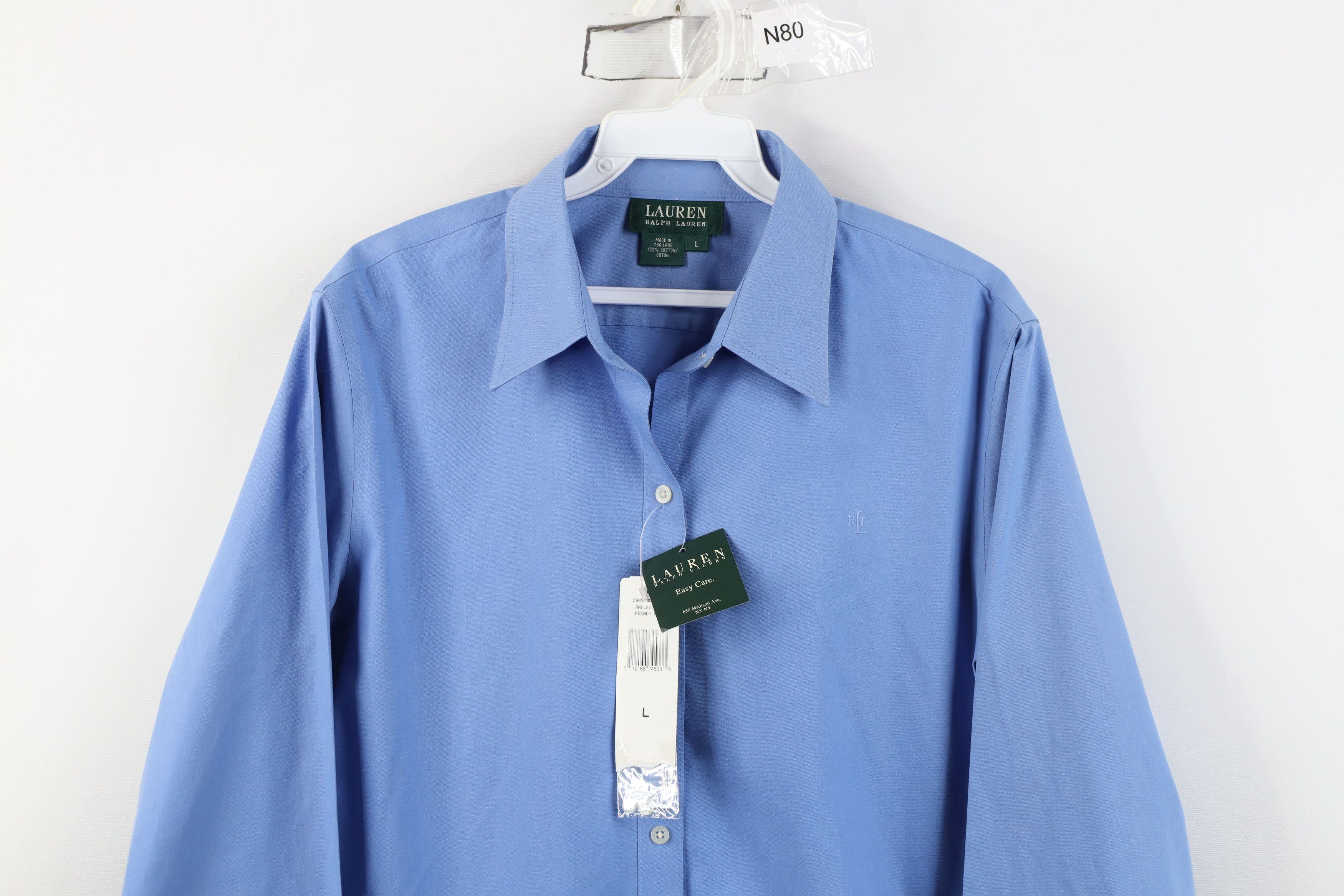 Polo Ralph Lauren Deadstock Vintage 90s Ralph Lauren Button Shirt French Blue Size L / US 10 / IT 46 - 2 Thumbnail