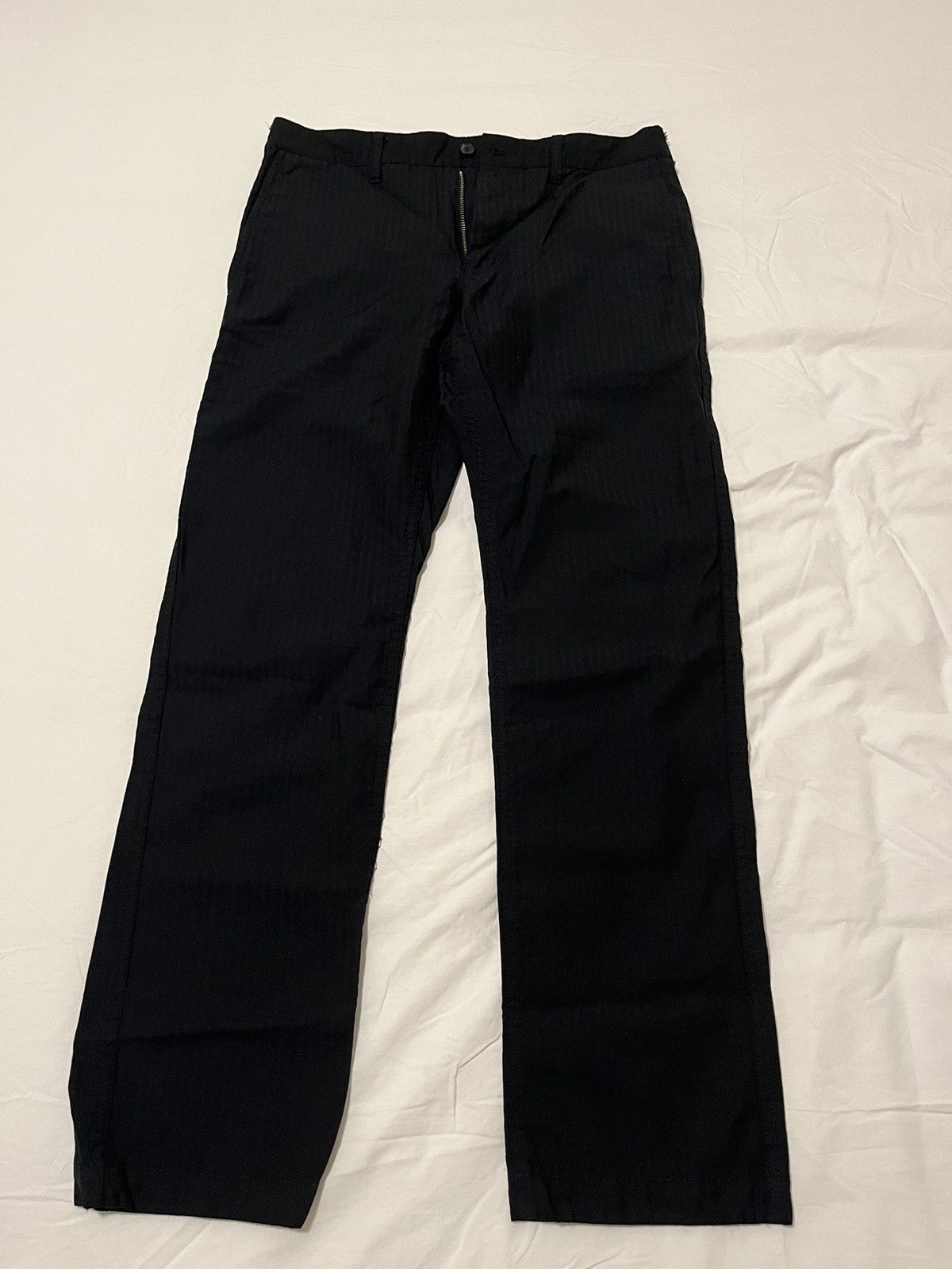 image of Comme Des Garcons 2013 Striped Wool Pants in Black, Men's (Size 28)
