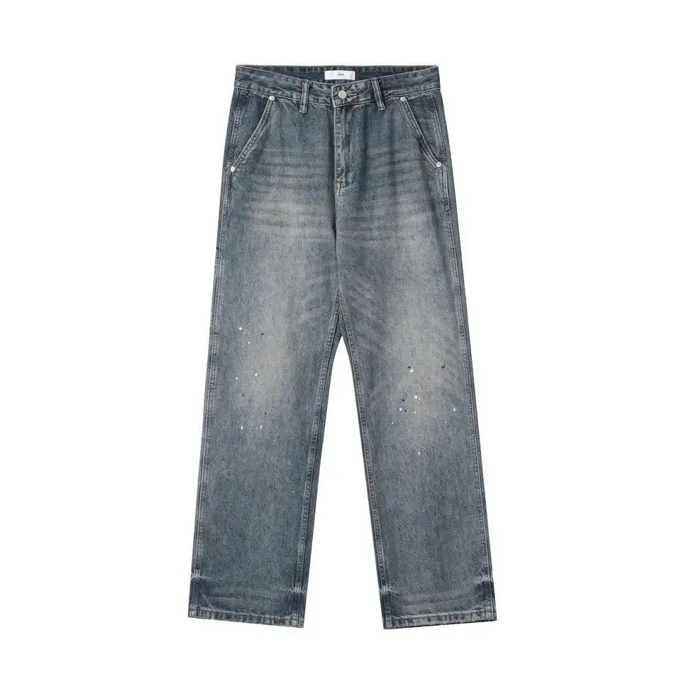 Japanese Brand Retro straight tube splashed ink jeans Size US 32 / EU 48 - 5 Thumbnail