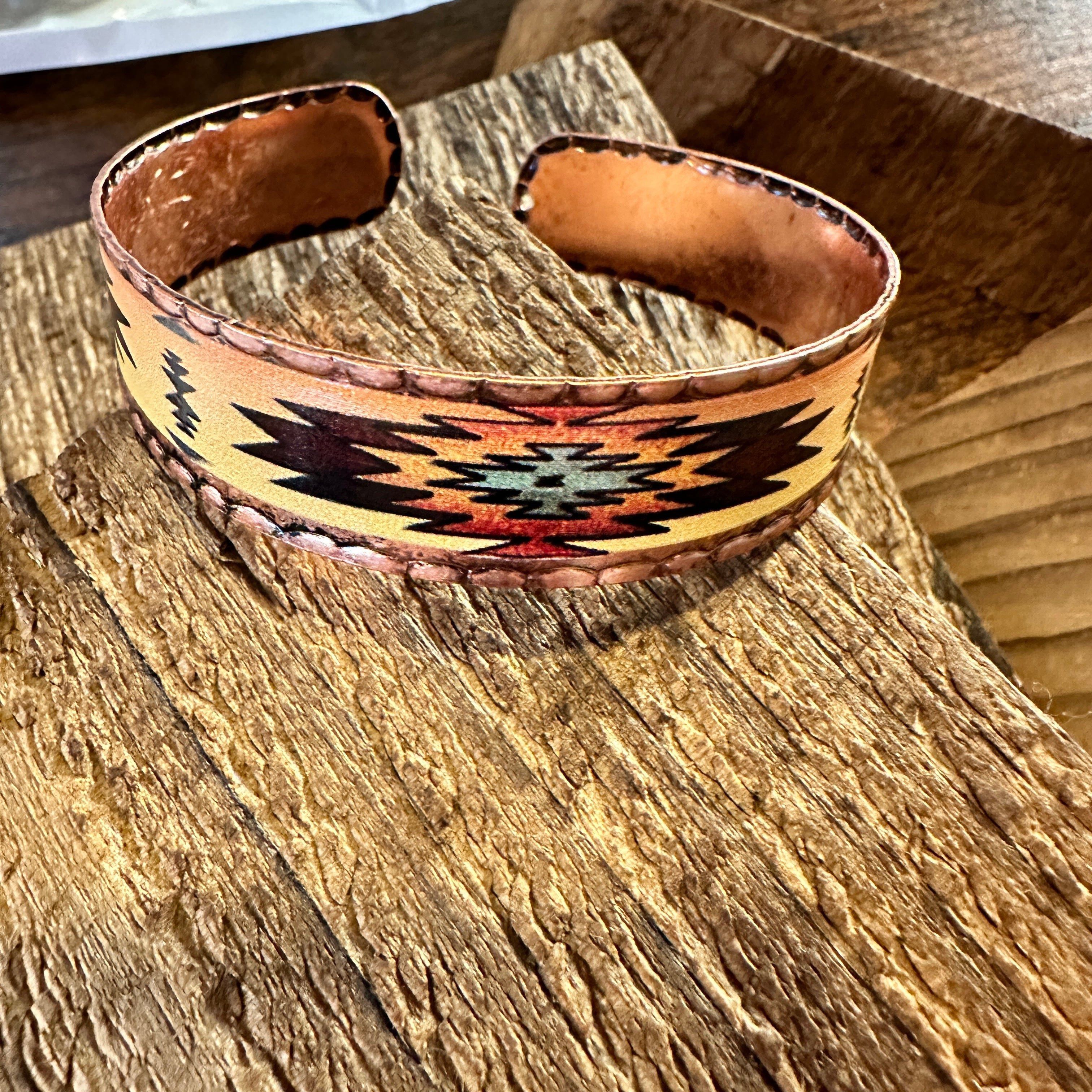 Other Handmade Boho Native American Aztek Copper Narrow Cuff Brace Size ONE SIZE - 5 Thumbnail