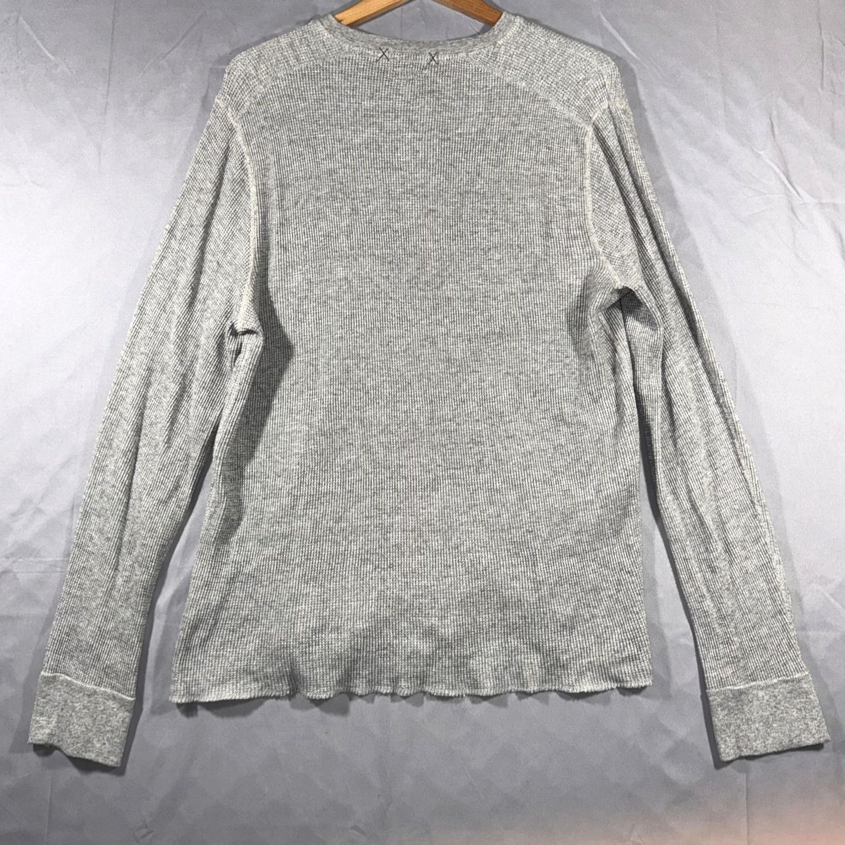 Wallace & Barnes Wallace & Barnes Henley Shirt Mens XL Gray Waffle Knit Thermal Long Sleeve Top Size US XL / EU 56 / 4 - 2 Thumbnail