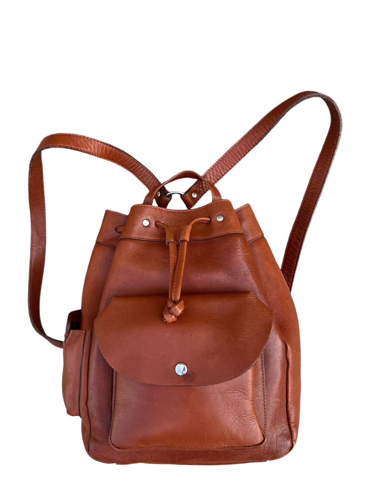 Leather Vintage Unknown Japan High Quality Leather Backpack Bag Size ONE SIZE - 5 Thumbnail