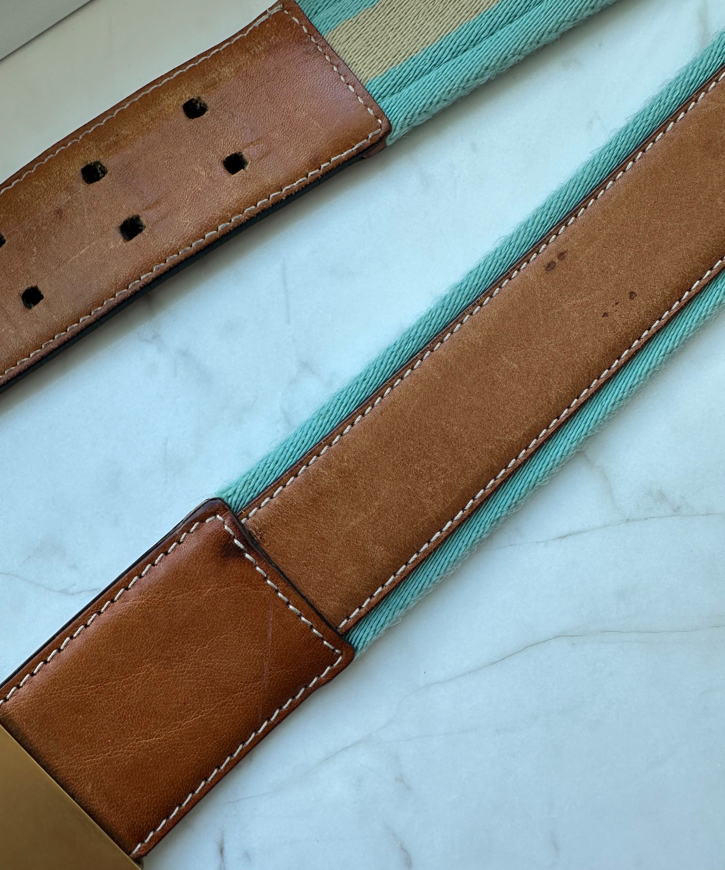 Gucci 🔴 GUCCI Belt Reversible Leather Sherry Stripped Brown Size ONE SIZE - 7 Thumbnail