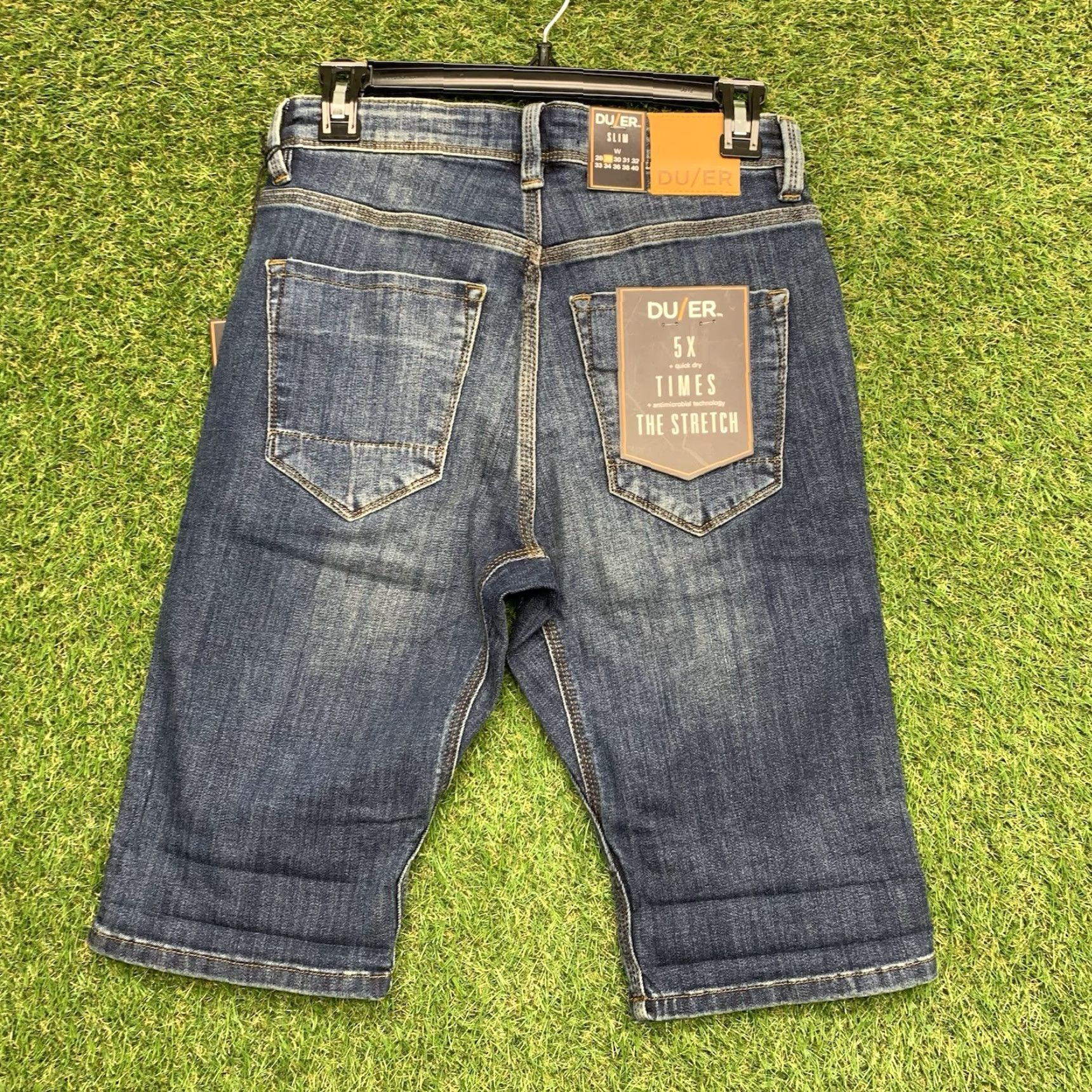 DUER Duer Slim Denim Shorts Mens 29 Blue Dark Wash Stretch 5-Pocket Flat Front NWT NWT Size US 29 - 2 Thumbnail