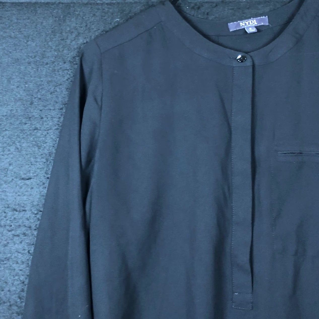 NYDJ NYDJ Womens Blouse Black 1/4 Button Long Sleeve Relaxed Tunic Sheer Small Size S / US 4 / IT 40 - 4 Thumbnail