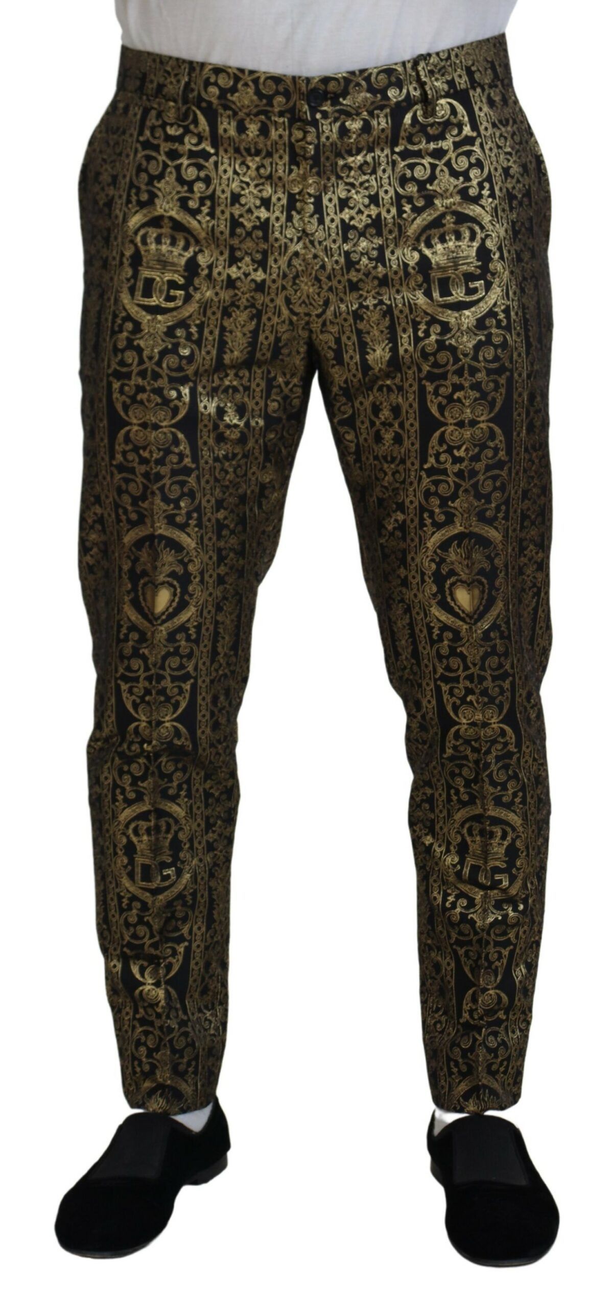 image of Dolce Gabbana Black Jacquard Dress Trouser Men's Pants (Size 28)