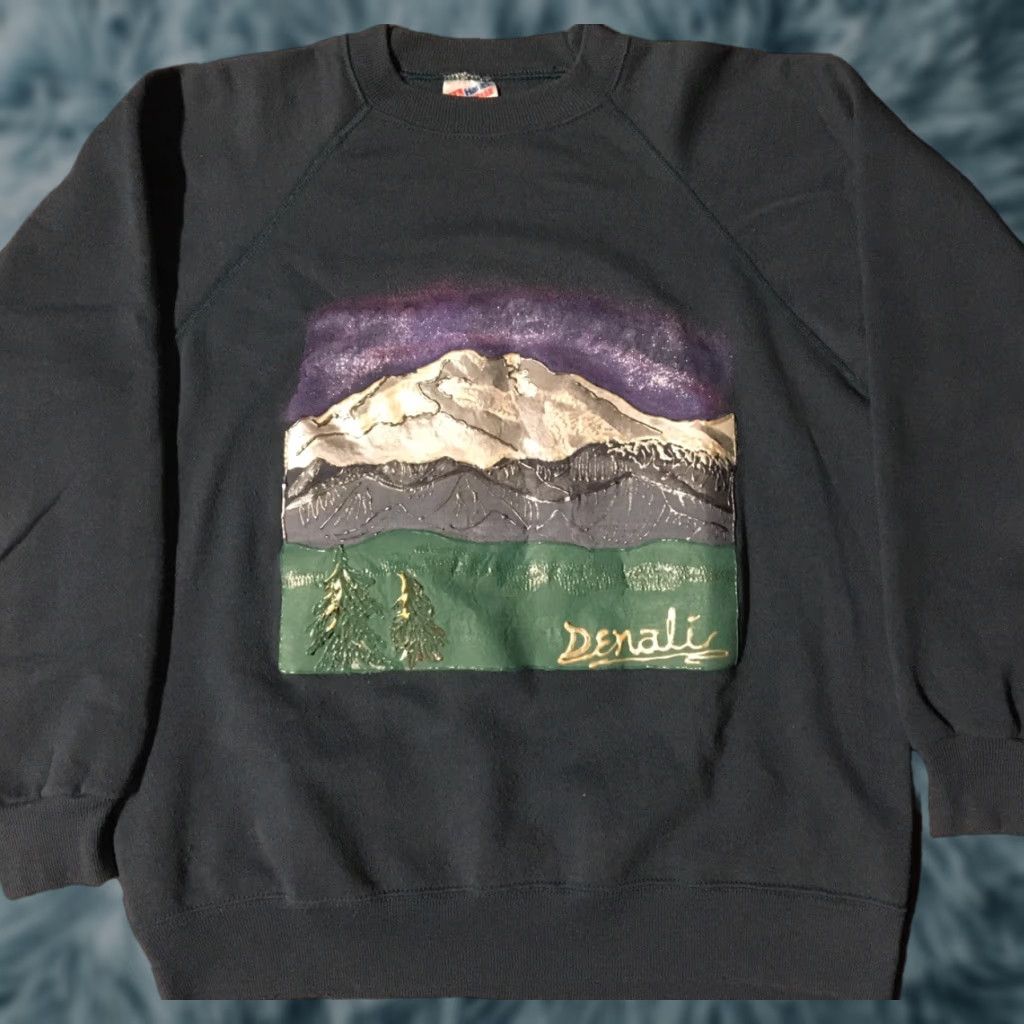 Hanes VINTAGE Denali National Park Sweatshirt Men L Blue 80s 90s Nature Art Grunge Hip Hop USA USA Size US L / EU 52-54 / 3 - 1 Thumbnail