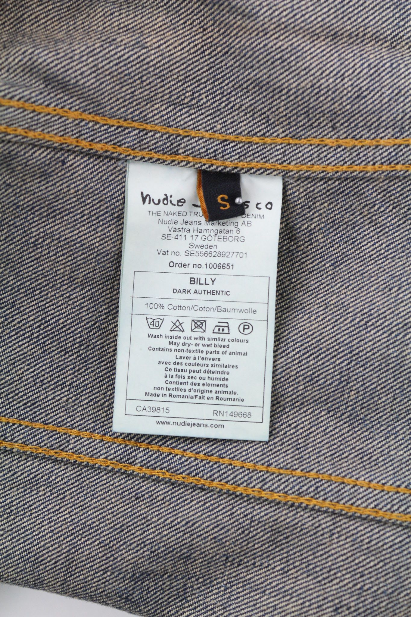 Nudie Jeans BILLY DARK AUTHENTIC DENIM S Blue Denim Jacket 80400 Size US S / EU 44-46 / 1 - 7 Thumbnail