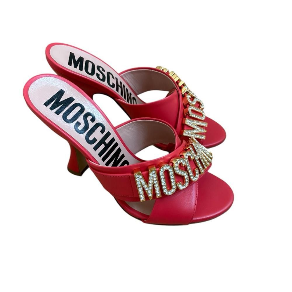 Moschino Moschino Couture Crystal Embellished Leather Orange Sandal Size US 6 / IT 36 - 3 Thumbnail