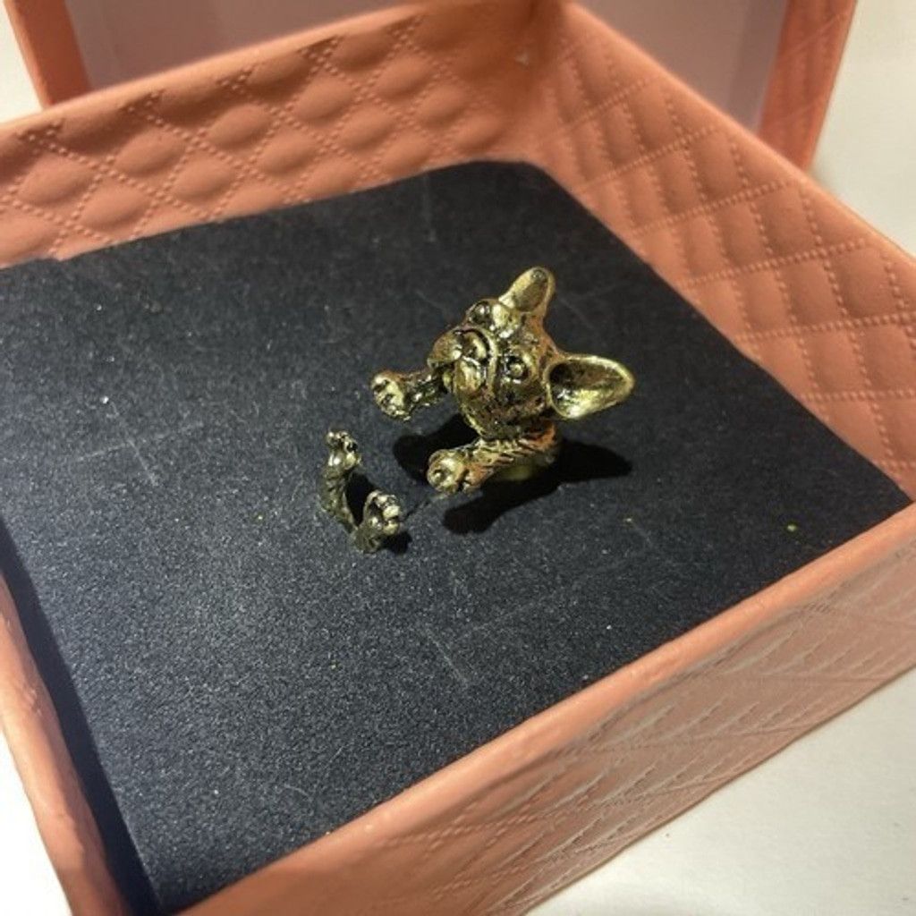 The Unbranded Brand NWT Adjustable Wrap French Bulldog Ring Pet Jewelry Size ONE SIZE - 1 Thumbnail