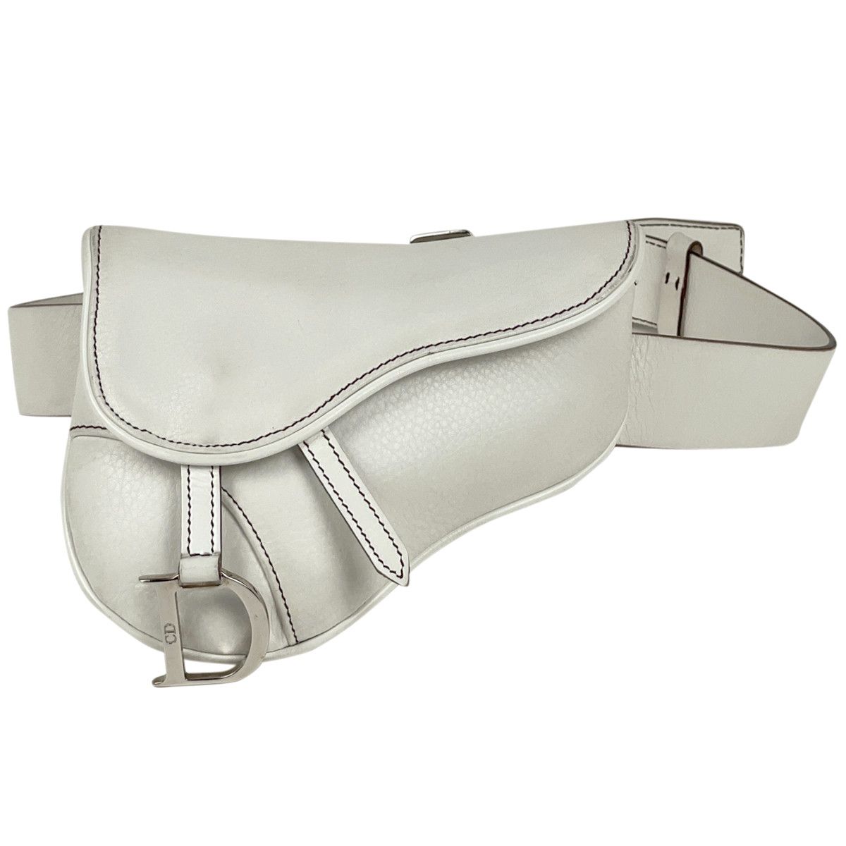 image of Dior Saddle Waist Logo Belt Bag Pouch Body Bag Leather White, Women's