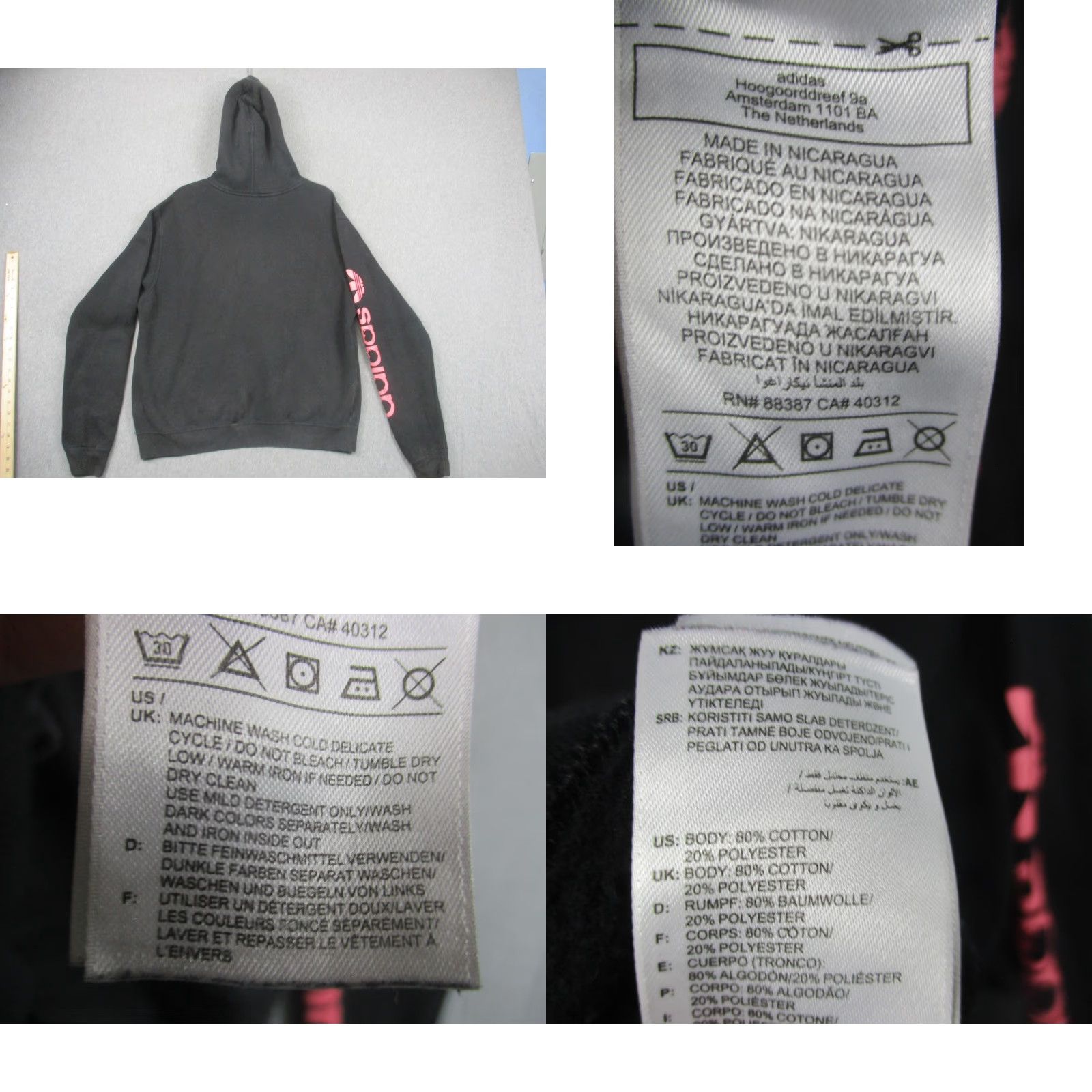 Adidas adidas Hoodie Large Black Originals Heart Logo Sleeve Print Pullover Size US L / EU 52-54 / 3 - 8 Thumbnail