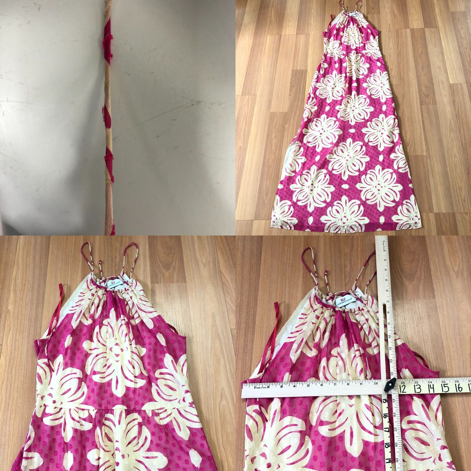 Vineyard Vines Vineyard Vines Maxi Dress Halter Pink Ivory 4 Women Sleeveless Long Silk Blend 14 Size S / US 4 / IT 40 - 8 Thumbnail