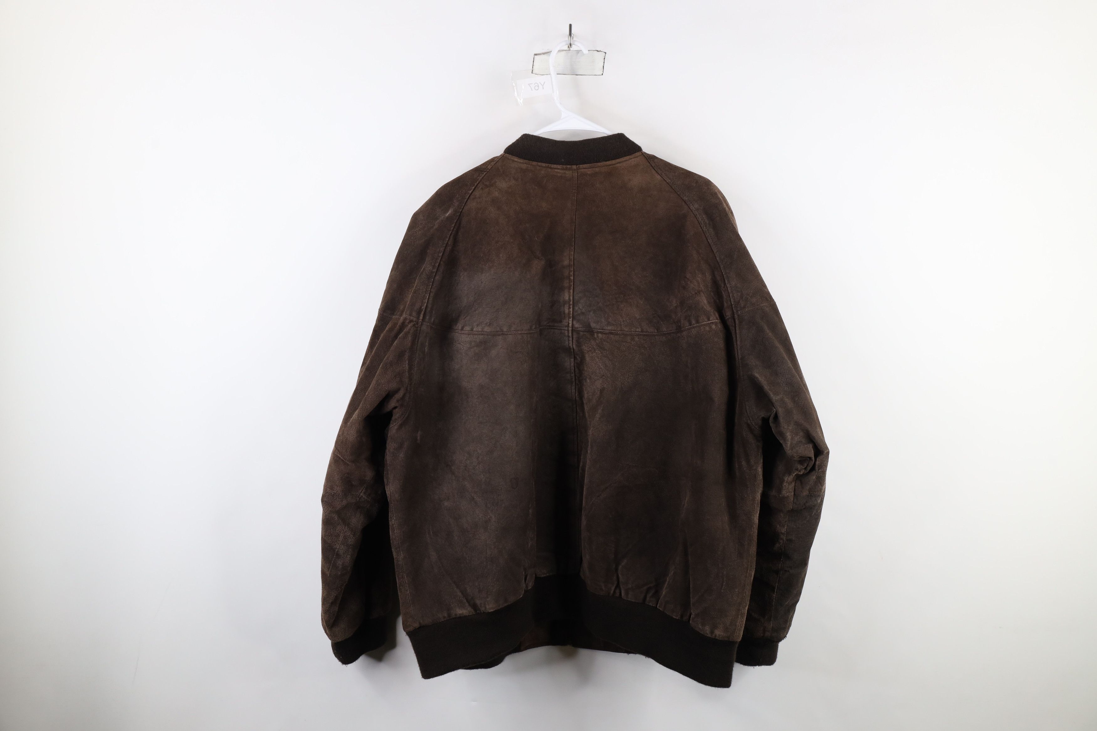 Vintage Vintage 90s Streetwear Suede Leather Bomber Jacket Brown Size US XL / EU 56 / 4 - 14 Thumbnail