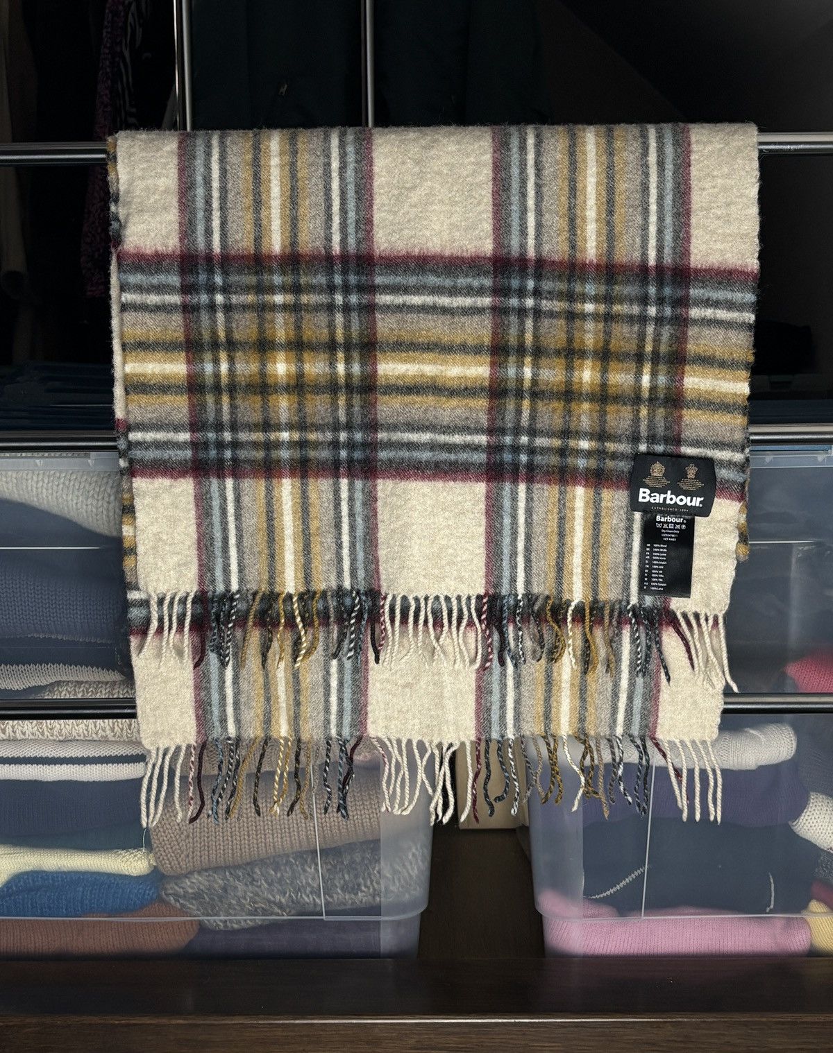 Barbour Barbour Checkered Wool Scarf Size ONE SIZE - 3 Thumbnail