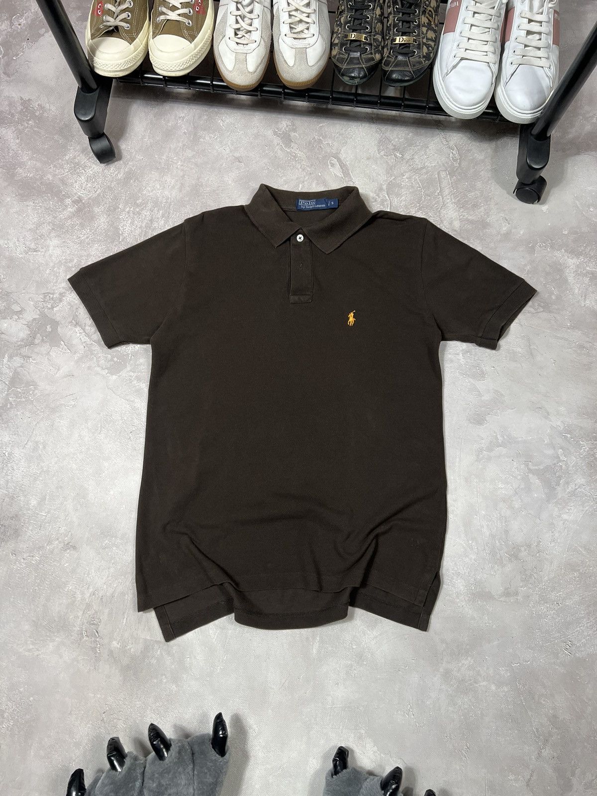 Vintage Vintage Polo Ralph Lauren Brown polo tee Size US S / EU 44-46 / 1 - 1 Thumbnail