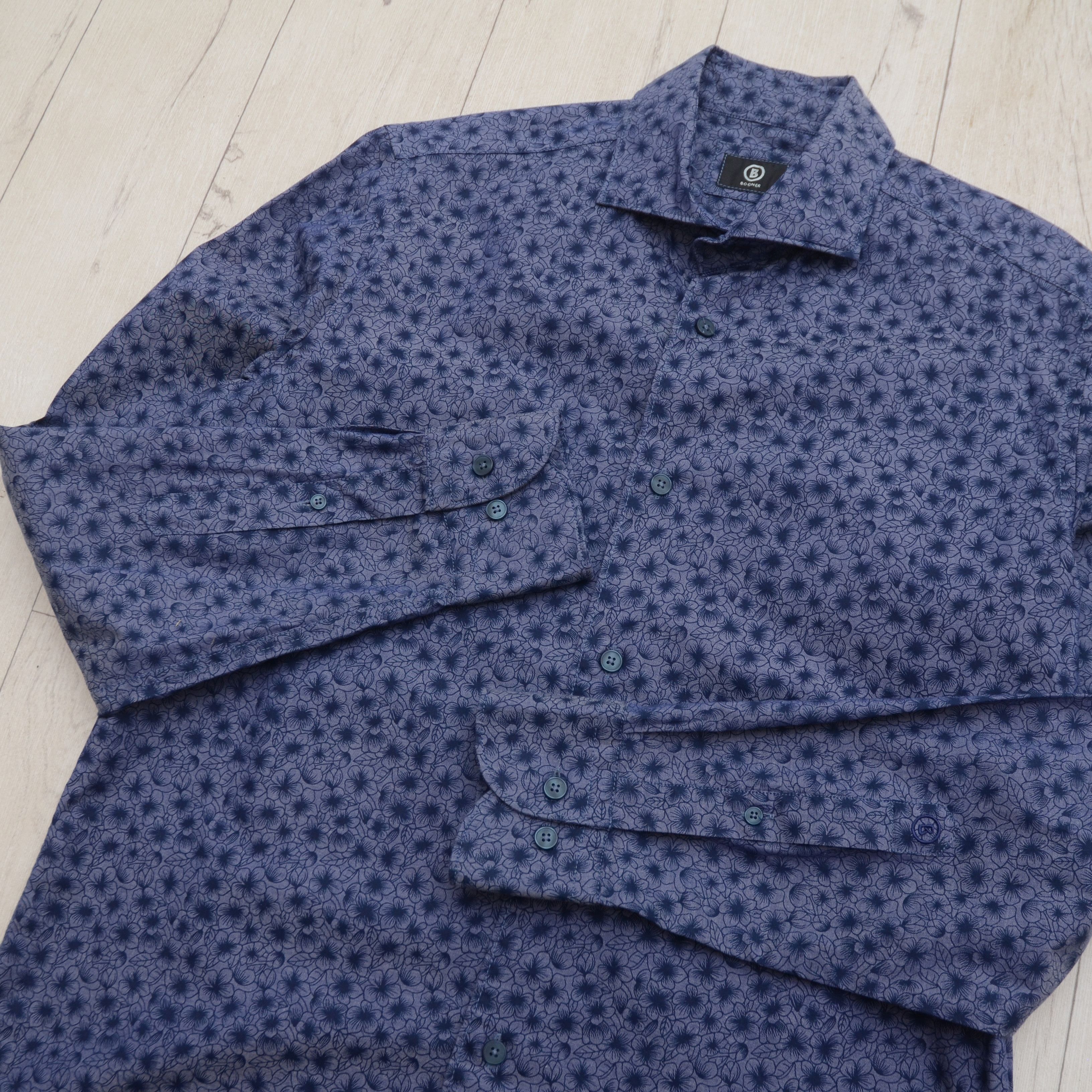 Bogner Bogner Men's Shirt M Long Sleeve Floral Print Blue Casual Size US M / EU 48-50 / 2 - 7 Thumbnail