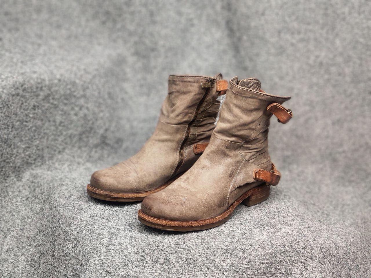 A.S.98 A.S.98 Design mummy Leather faded Ankle Zip Strap Boots Size US 9 / IT 39 - 9 Thumbnail