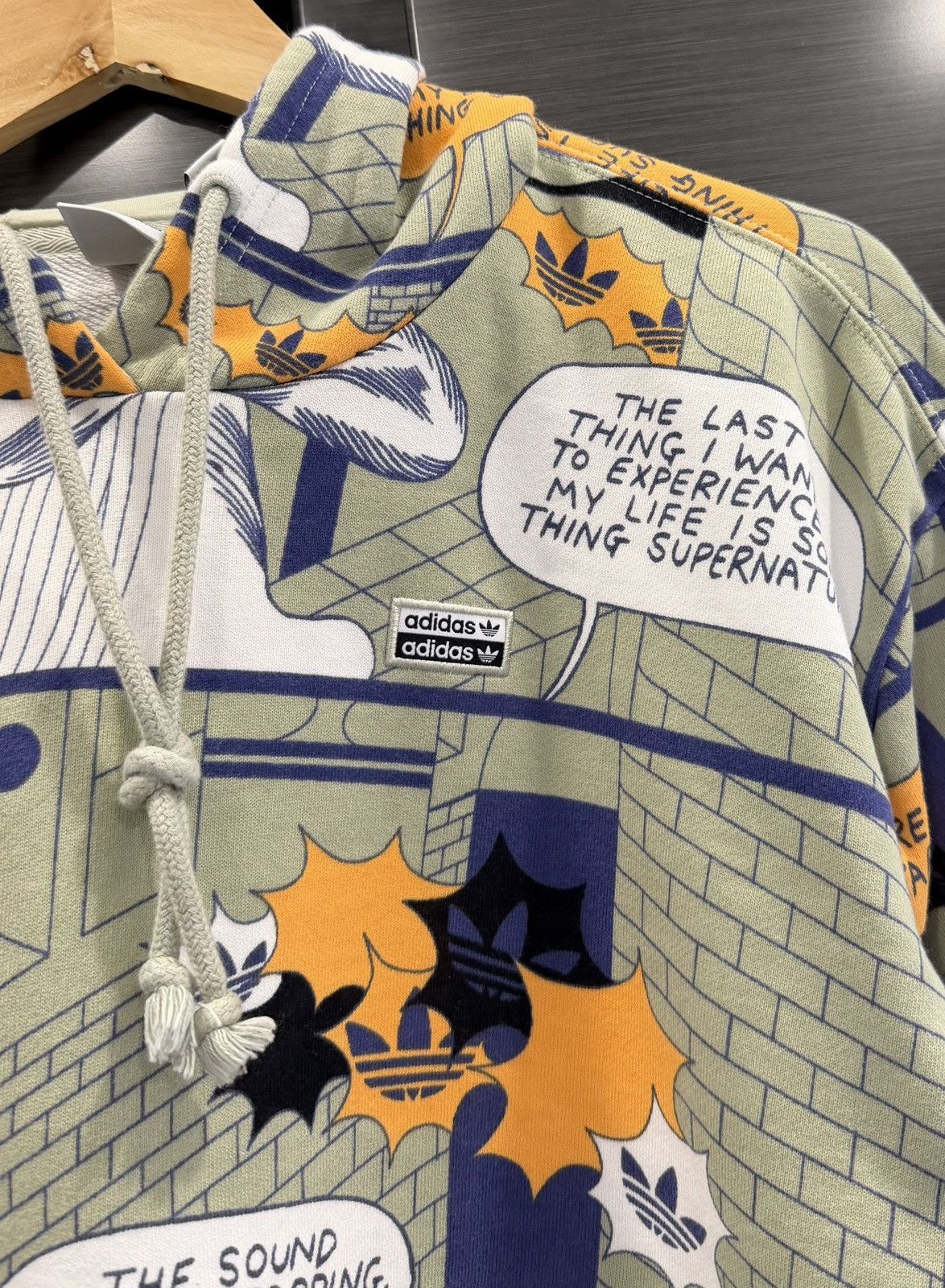 Nike Adidas Cropped Comic Book Beige Ladies Hoodie Size M / US 6-8 / IT 42-44 - 6 Thumbnail