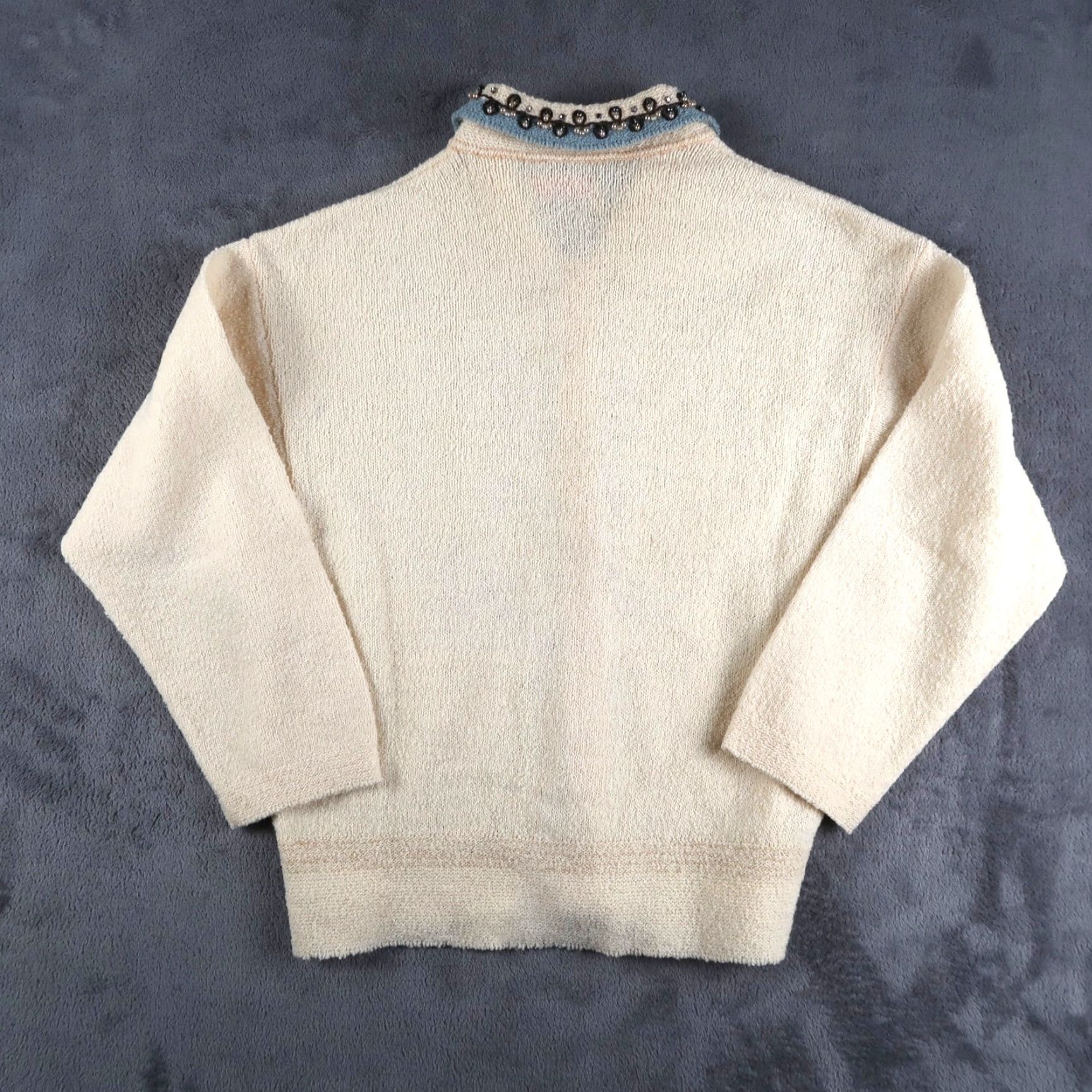 Vintage VINTAGE Kimberly Knitwear Cardigan Wool Ivory Beads S Wool Jacket Womens 60s 70s Republic Size S / US 4 / IT 40 - 2 Thumbnail
