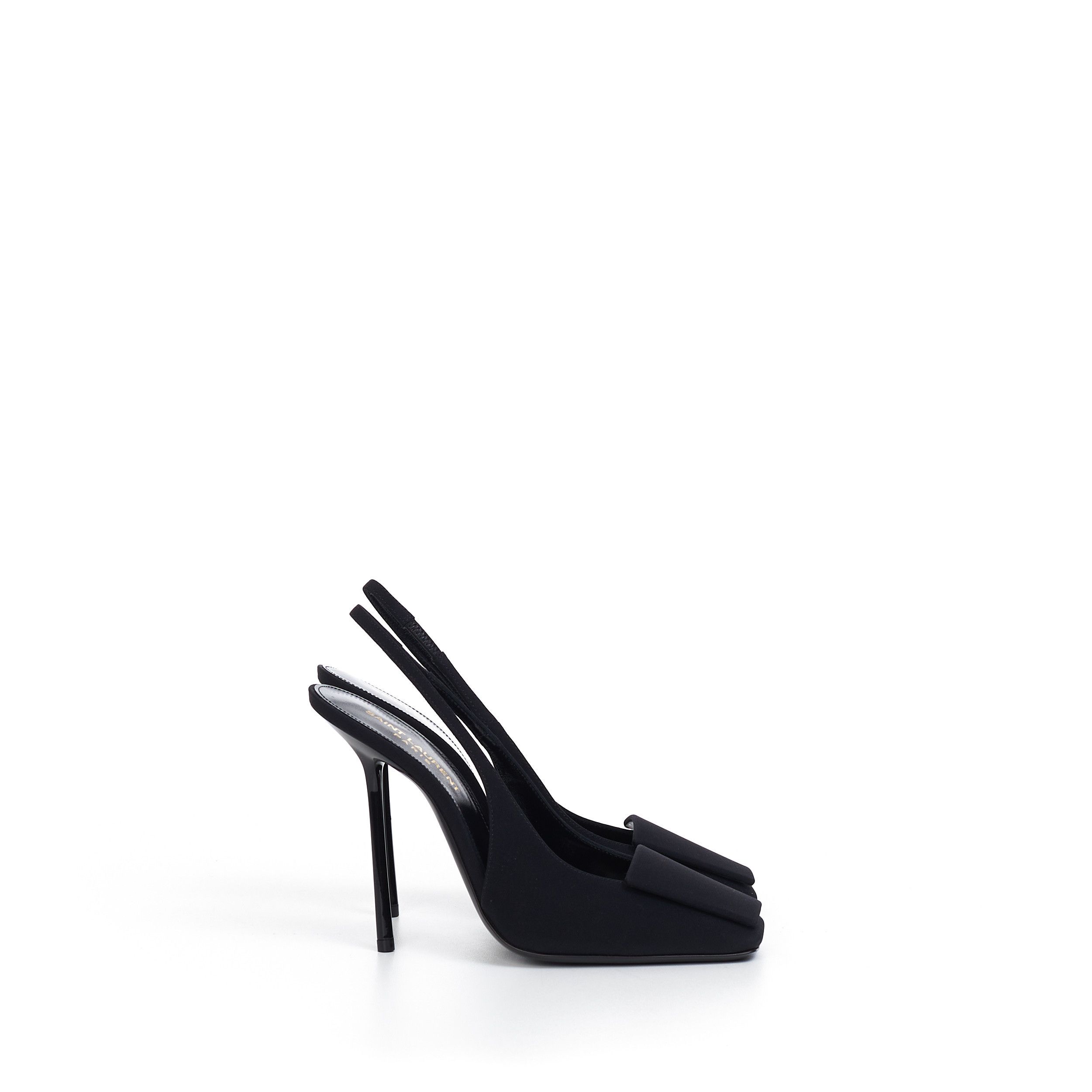Saint Laurent Paris Maxine Slingback Pumps In Black Silk & Leather Size US 9.5 / IT 39.5 - 8 Thumbnail