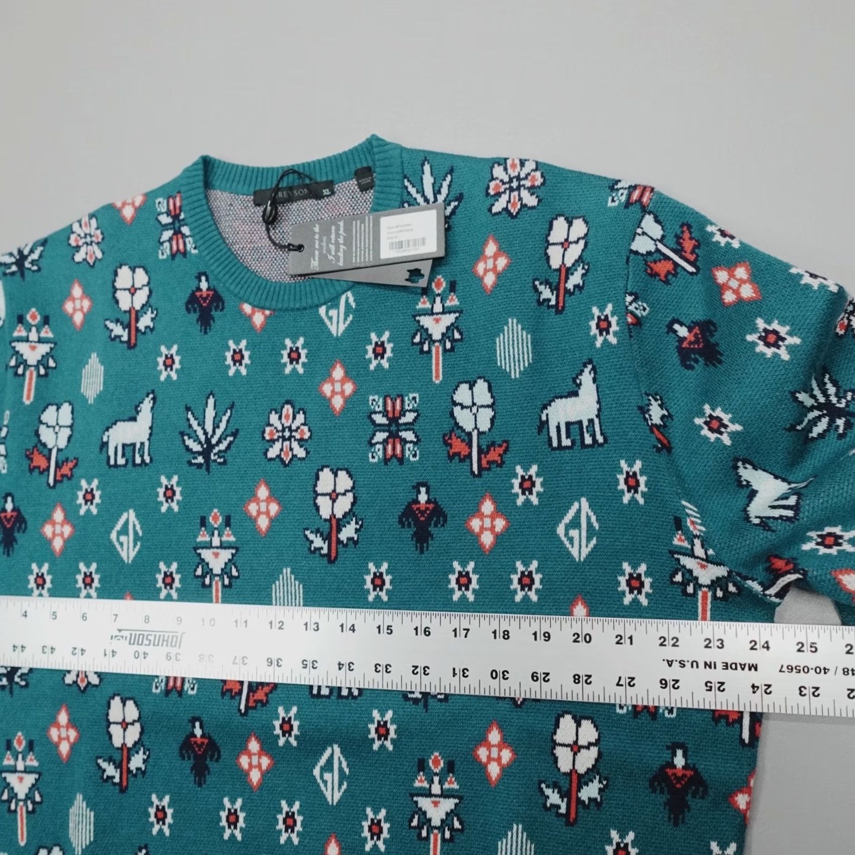 Vintage Greyson Wool Cashmere Story Telling Sweater Crewneck Men's XL Teal Size US XL / EU 56 / 4 - 5 Thumbnail