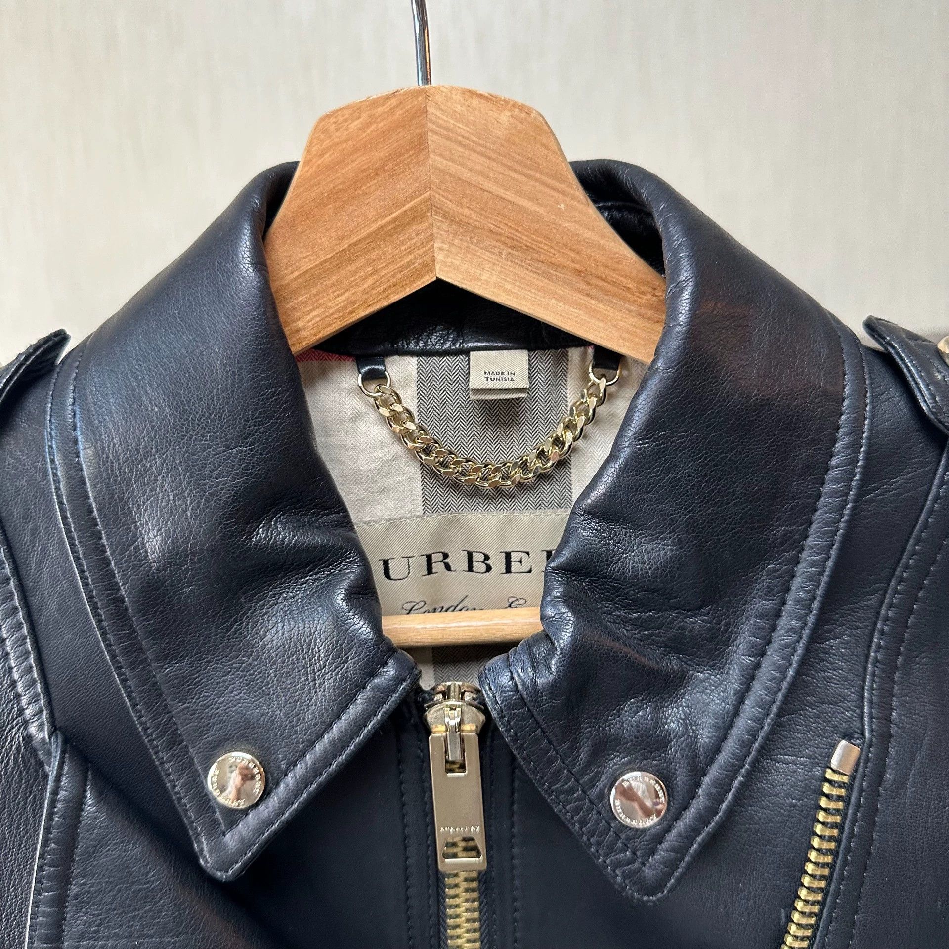 Burberry BURBERRY Distressed Black Gold Women's Biker Jkt S Size XS / US 0-2 / IT 36-38 - 2 Thumbnail