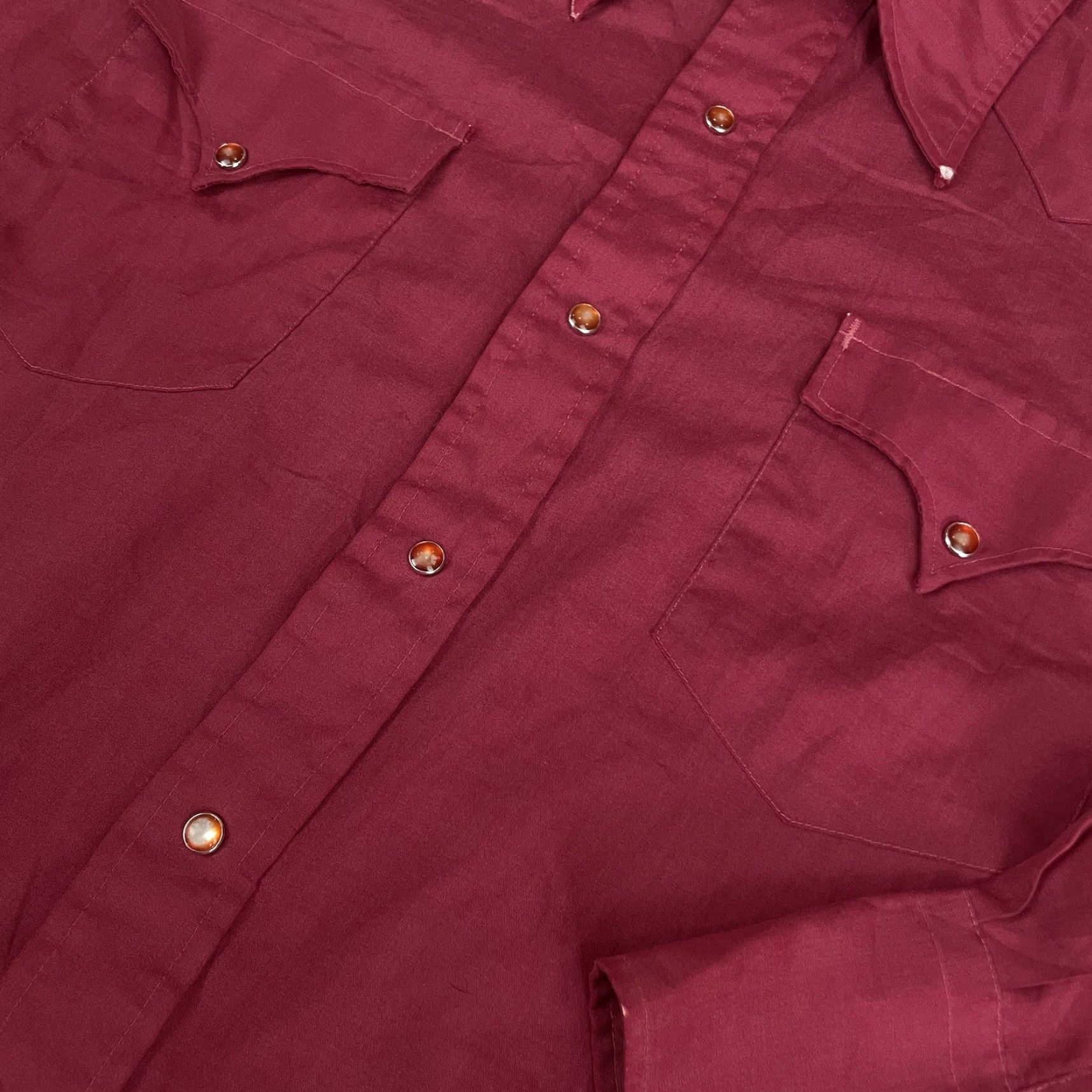 Vintage VINTAGE Western Pearl Snap Shirt Red 60s 70s Cotton Polyester Blend Long Sleeve Cowboy Rodeo Ranch Mens XL snap collar pockets Size US XL / EU 56 / 4 - 3 Thumbnail
