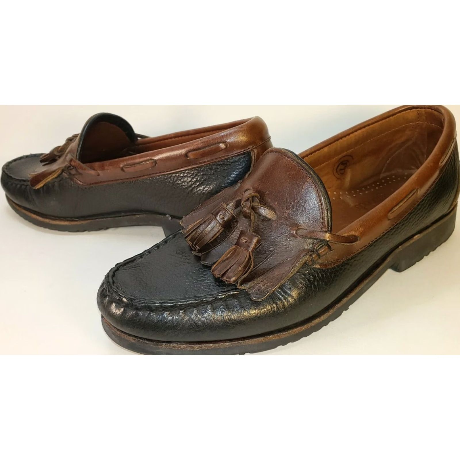 Allen Edmonds Allen Edmonds Nashau Loafer Men's Size 8M Black/Brown Two-Tone Tassels & Kilt Leather Casual to Dress Business Size US 8 / EU 41 - 4 Thumbnail
