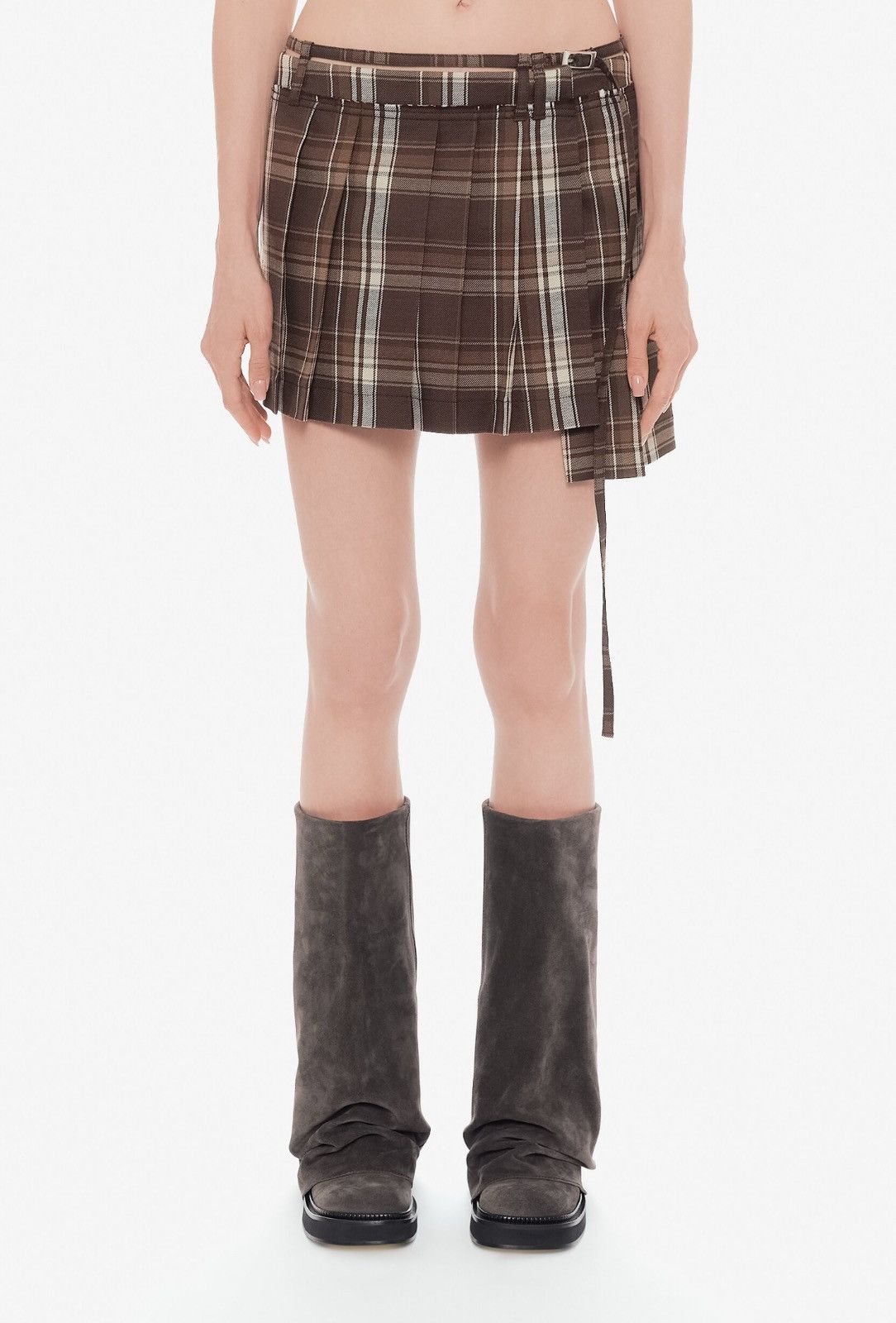Acne Studios Last Size Acne Studios Asymmetrical Pleated Check Mini Skirt Size 26" / US 2 / IT 38 - 1 Thumbnail