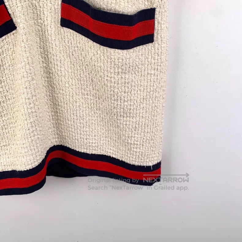 Gucci Gucci Beige striped cotton V-neck woven tweed short-sleeve Size XS / US 0-2 / IT 36-38 - 4 Thumbnail