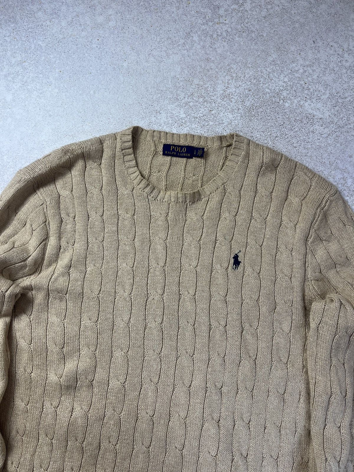 Polo Ralph Lauren Polo Ralph Lauren Golf Cable Knit Crew Neck Sweater Beige Size US L / EU 52-54 / 3 - 2 Thumbnail