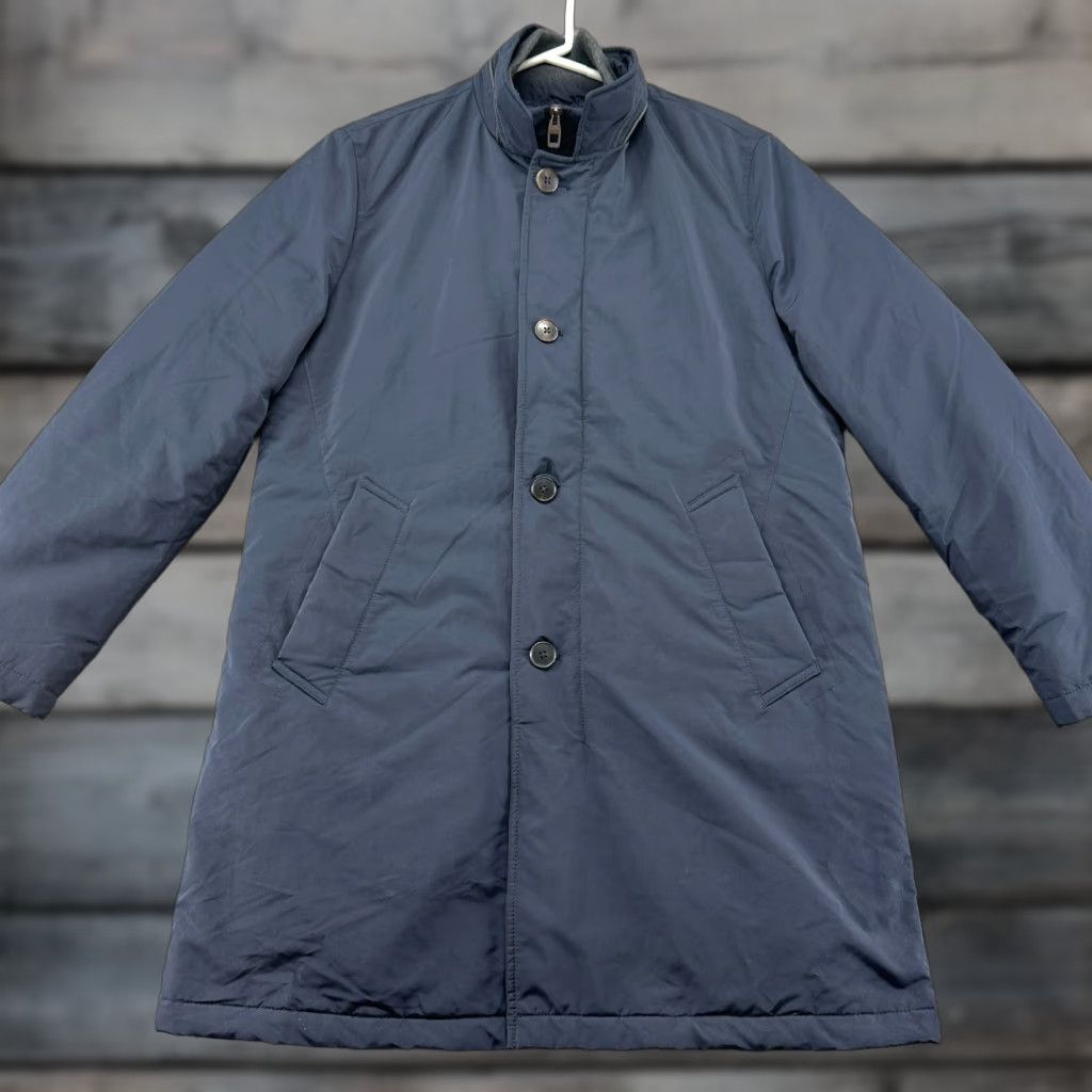 Vintage VINTAGE Franco Ferraro Coat Mens XL Blue Puffer Long Parka Quilted Down Wool Lined Zip Overcoat Winter 90s Western 80s Mens Size US XL / EU 56 / 4 - 1 Thumbnail
