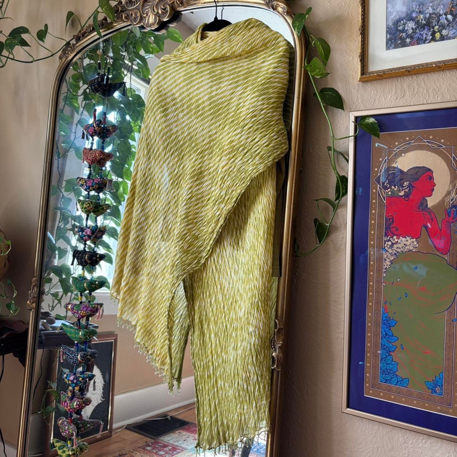 Other Vintage Y2K Chartreuse Beaded Scarf Shawl Lizzie McGuire Size ONE SIZE - 6 Thumbnail
