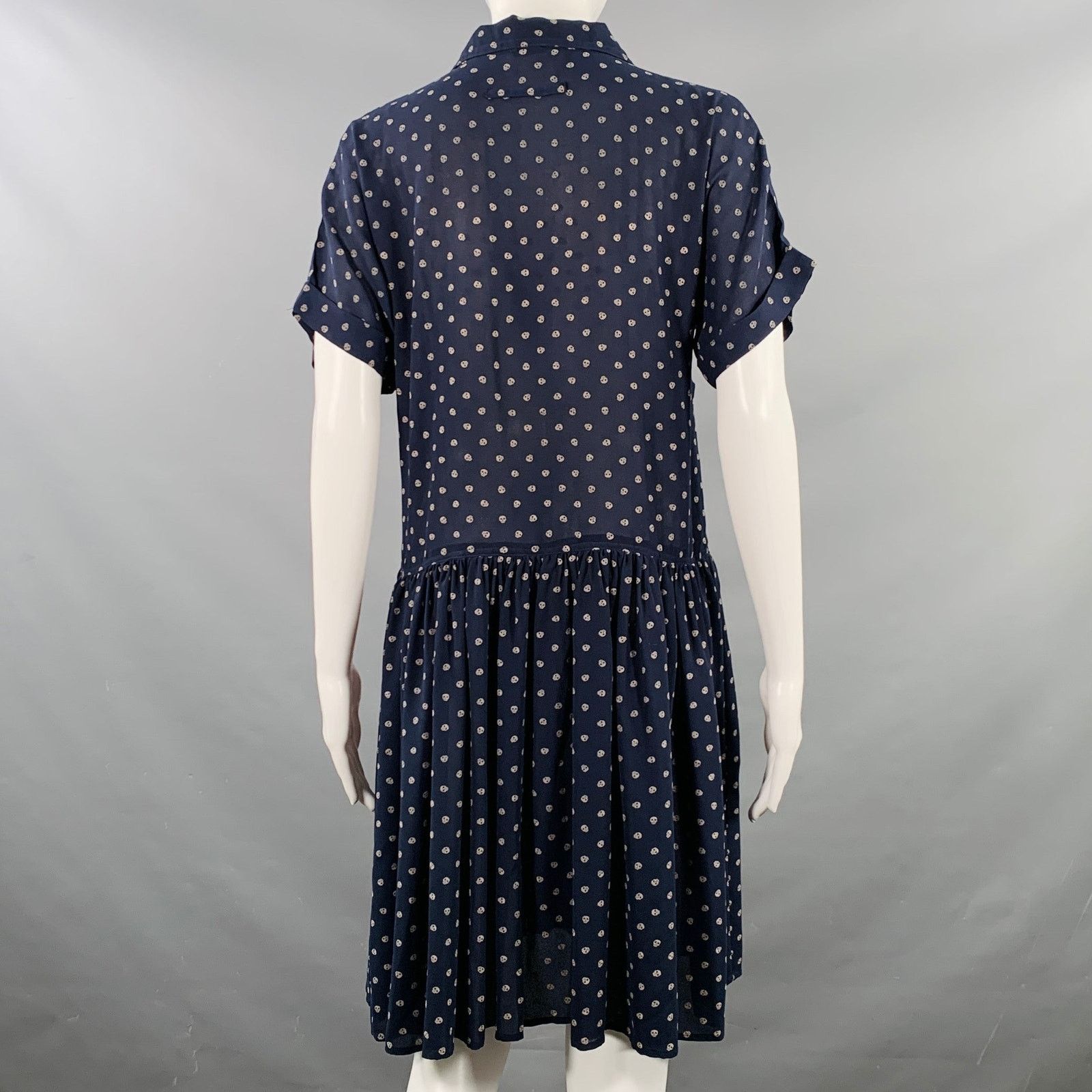 Jean Paul Gaultier Size 6 Navy Grey Polyester Skulls Shirt Dress Size M / US 6-8 / IT 42-44 - 4 Thumbnail