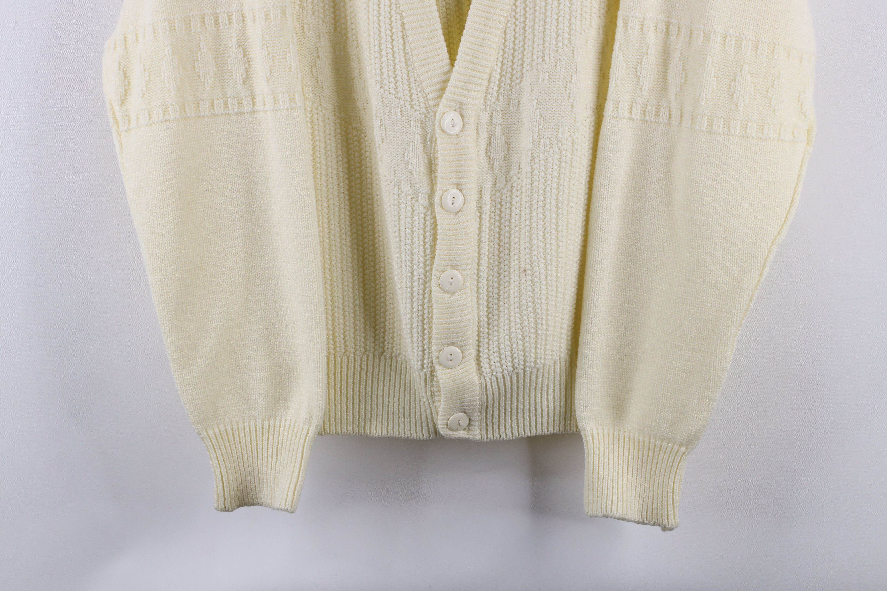 Vintage Vintage 90s Streetwear Ribbed Knit Cardigan Sweater Cream Size M / US 6-8 / IT 42-44 - 3 Thumbnail