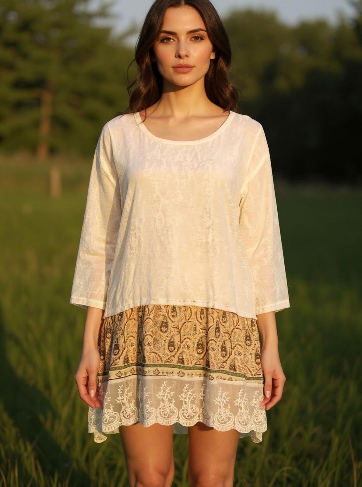Other My Story Women's Long Sleeve Dress w/Lace and Paisley Detail Size L / US 10 / IT 46 - 1 Thumbnail