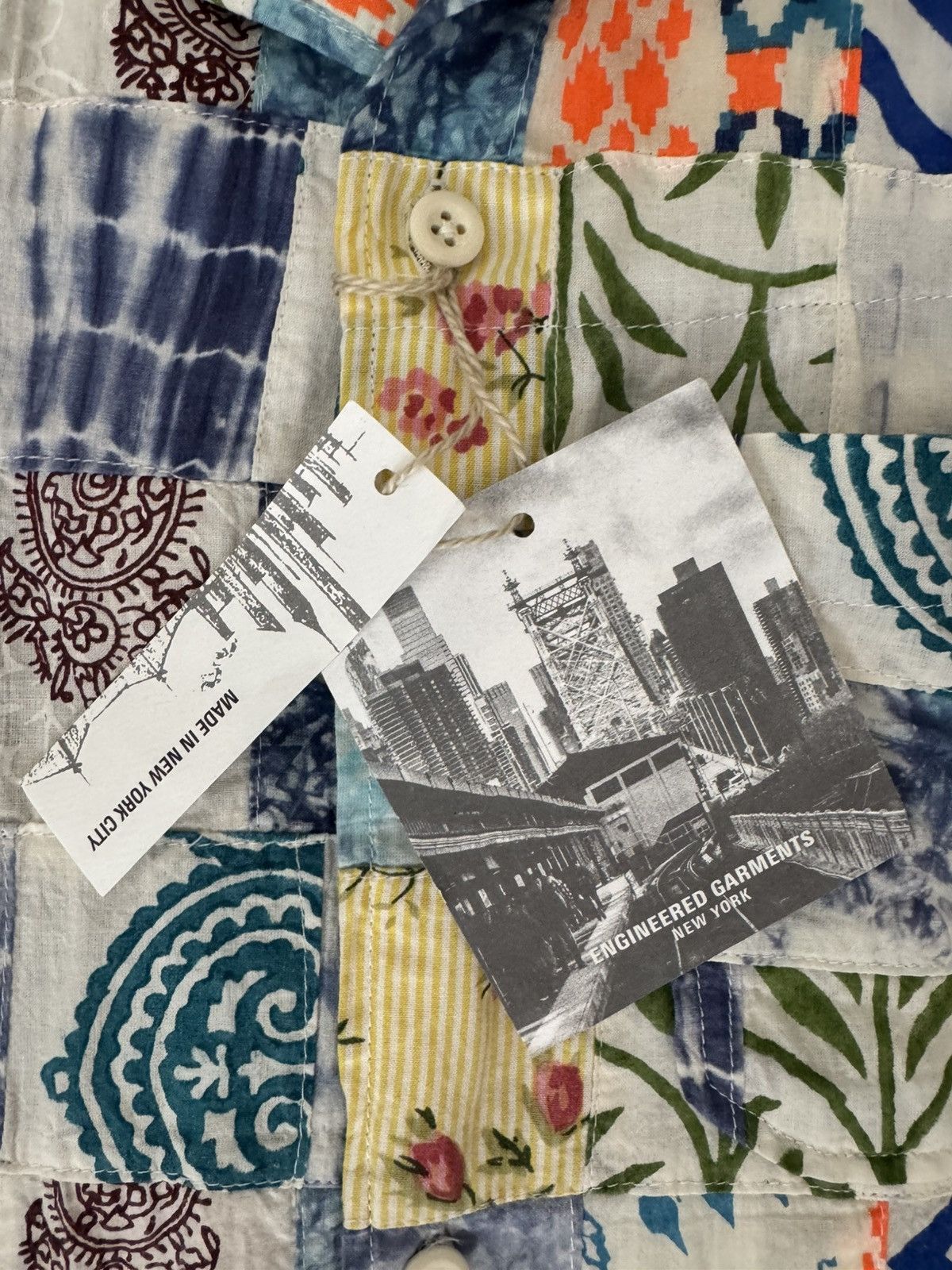 Engineered Garments Engineered Garments White Blue Patchwork Ethno Print Camp Size US XS / EU 42 / 0 - 2 Thumbnail