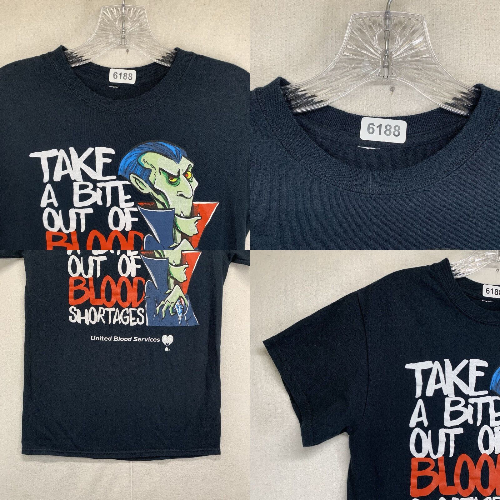 Vintage VAMPIRE Graphic T-Shirt Mens Size Small Black Dracula 90s Gothic Halloween Size US S / EU 44-46 / 1 - 8 Thumbnail