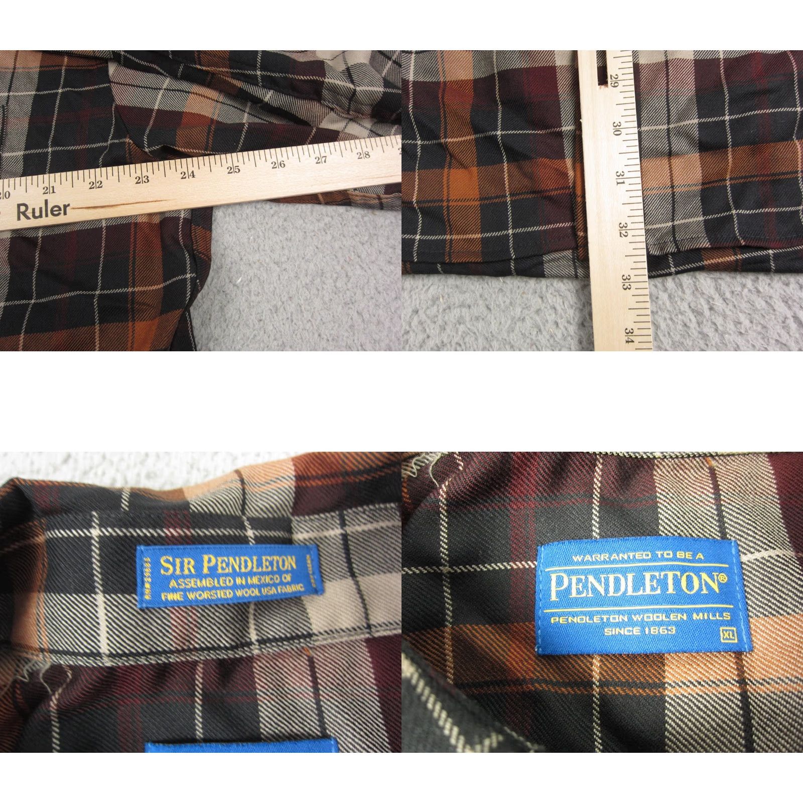 Pendleton Pendleton Shirt Mens XL Black Orange Plaid Worsted Wool Button Down Extra Large Size US XL / EU 56 / 4 - 8 Thumbnail