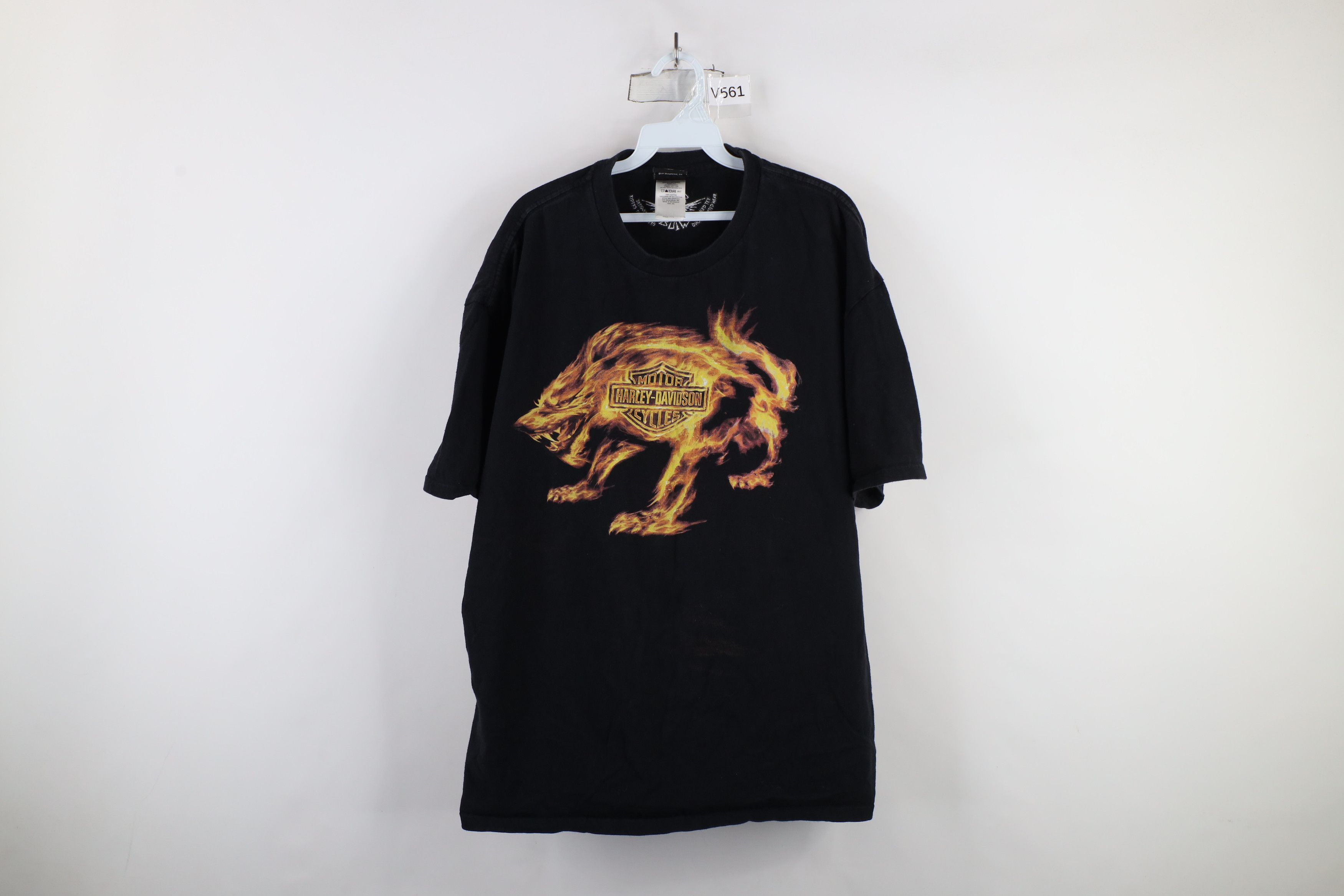 Harley Davidson × Vintage Vintage Y2K Harley Davidson Flames Wolf Short Sleeve T-Shirt Size US XXL / EU 58 / 5 - 1 Thumbnail