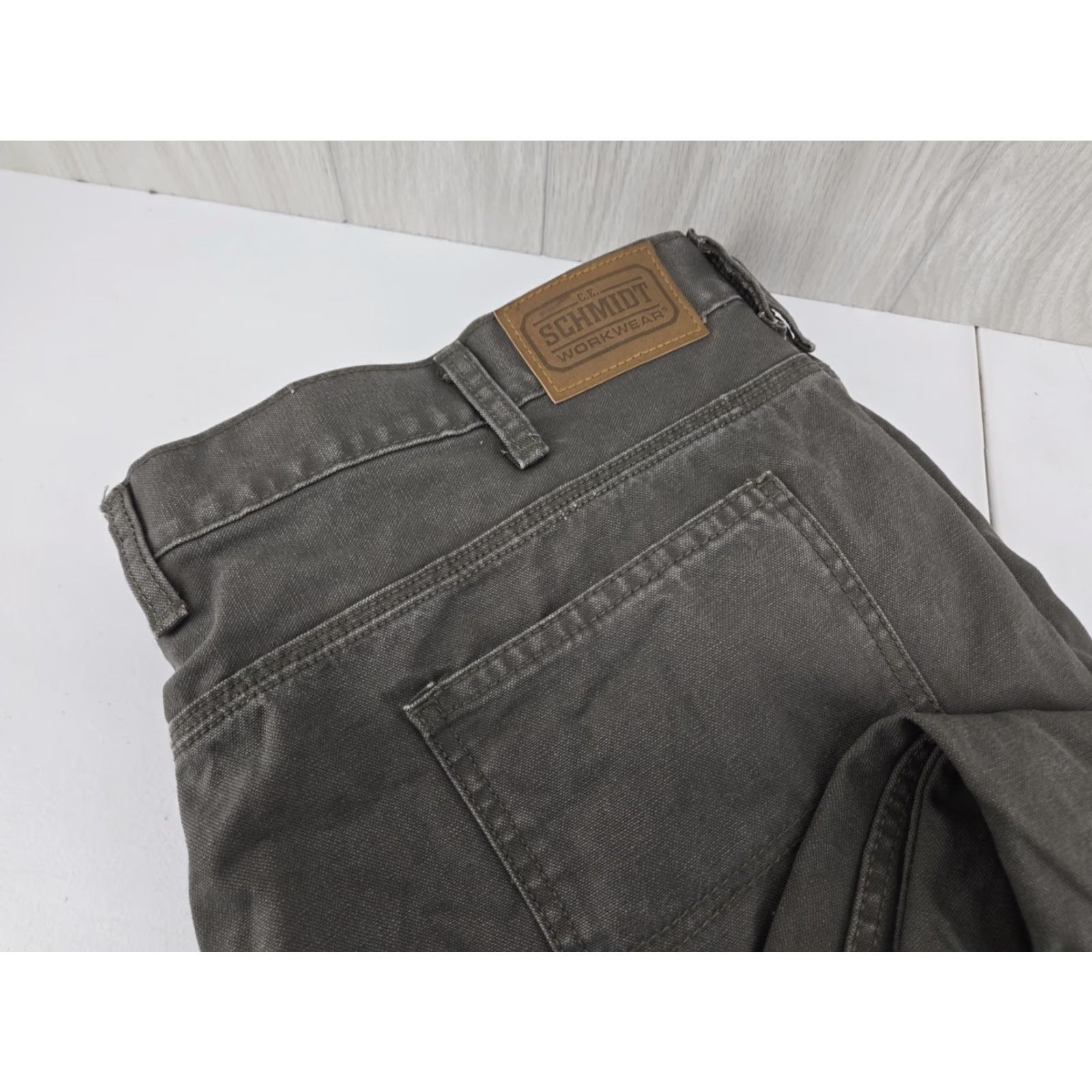 Vintage CE Schmidt Workwear Pants Mens 46x30 Gray Green Canvas Carpenter Jeans Pants Big & Tall Size US 30 / EU 46 - 3 Thumbnail