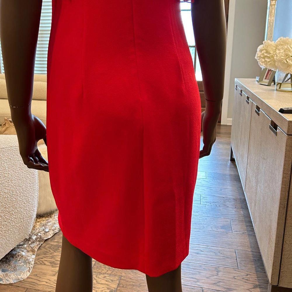 Designer Trina Turk Amanda Chiffon Ruffle Cold Shoulder Sheath Dress Size XS / US 0-2 / IT 36-38 - 5 Thumbnail