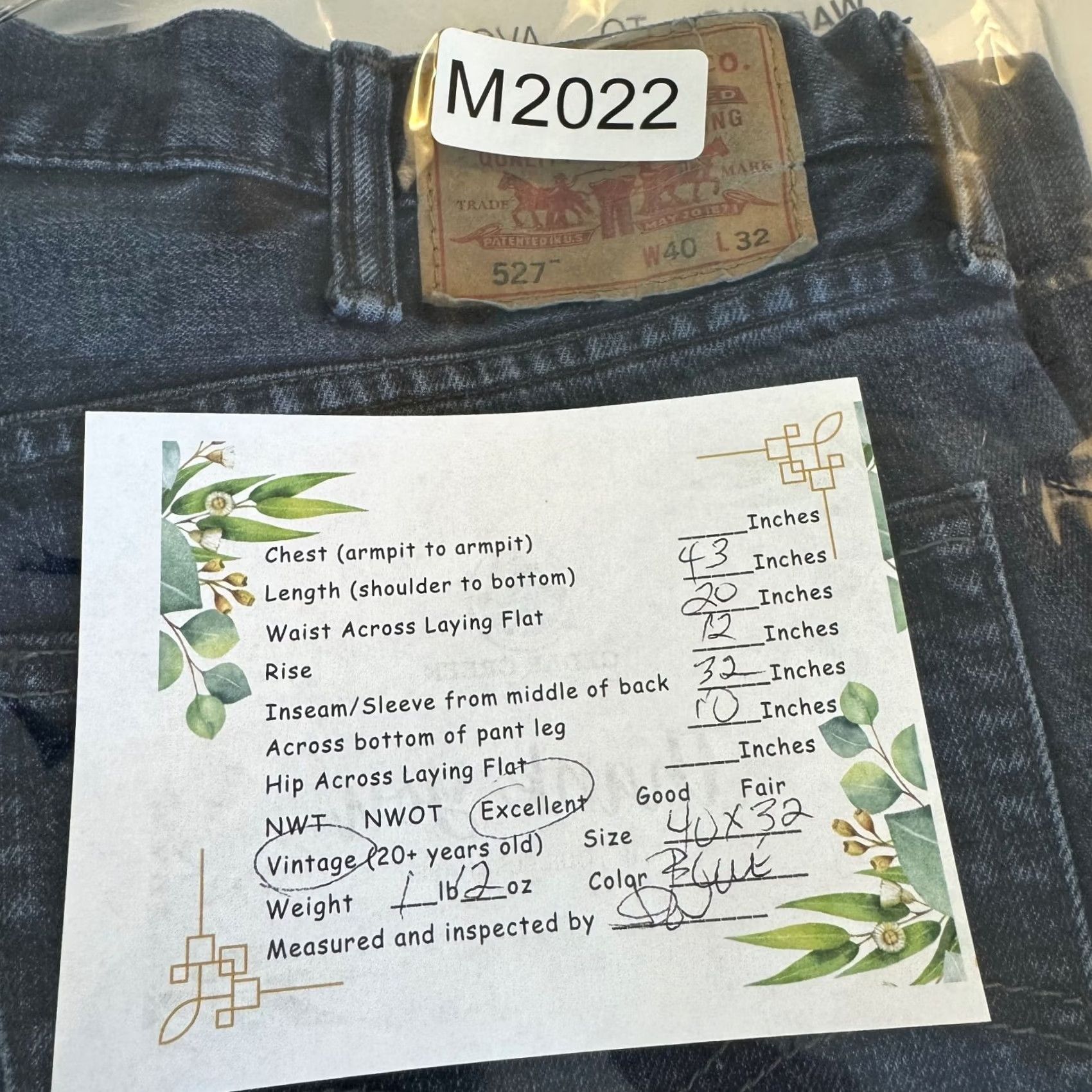 Levi's Levi's 527 Jeans Blue Denim Mid-Rise Bootcut 40 x 32 Men's Regular Slim Leather Logo Pocket Denim Jeans Size US 40 / EU 56 - 7 Thumbnail