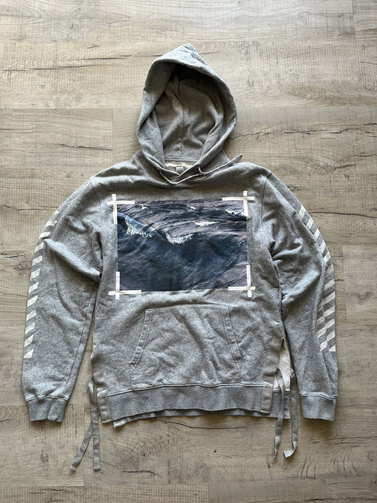 Off-White grey waves hoodie sweatshirt