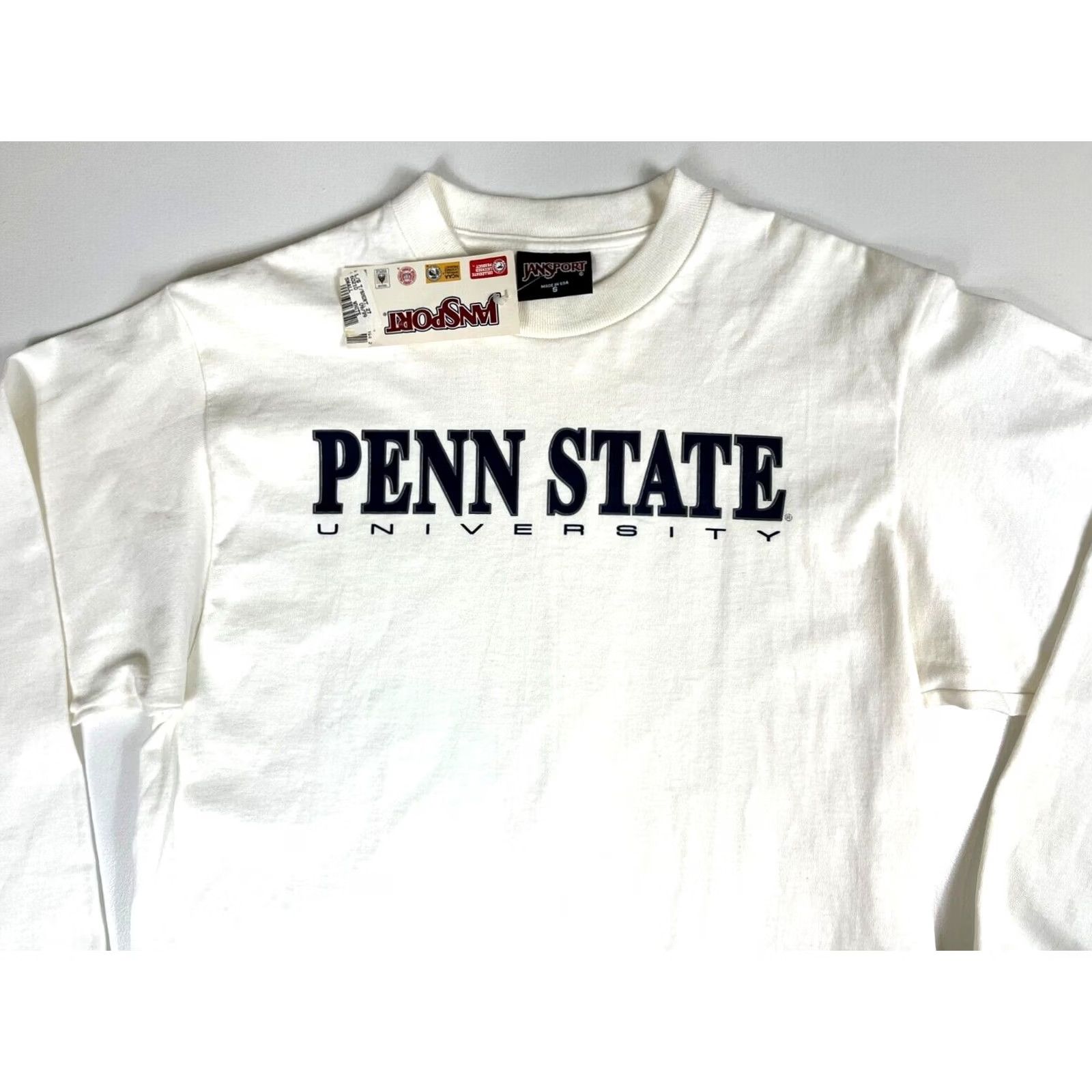 Jansport VINTAGE JansPort Penn State University Long Sleeve T-Shirt Unisex Adults S White 90s College Crew Neck Made in USA Size US S / EU 44-46 / 1 - 3 Thumbnail