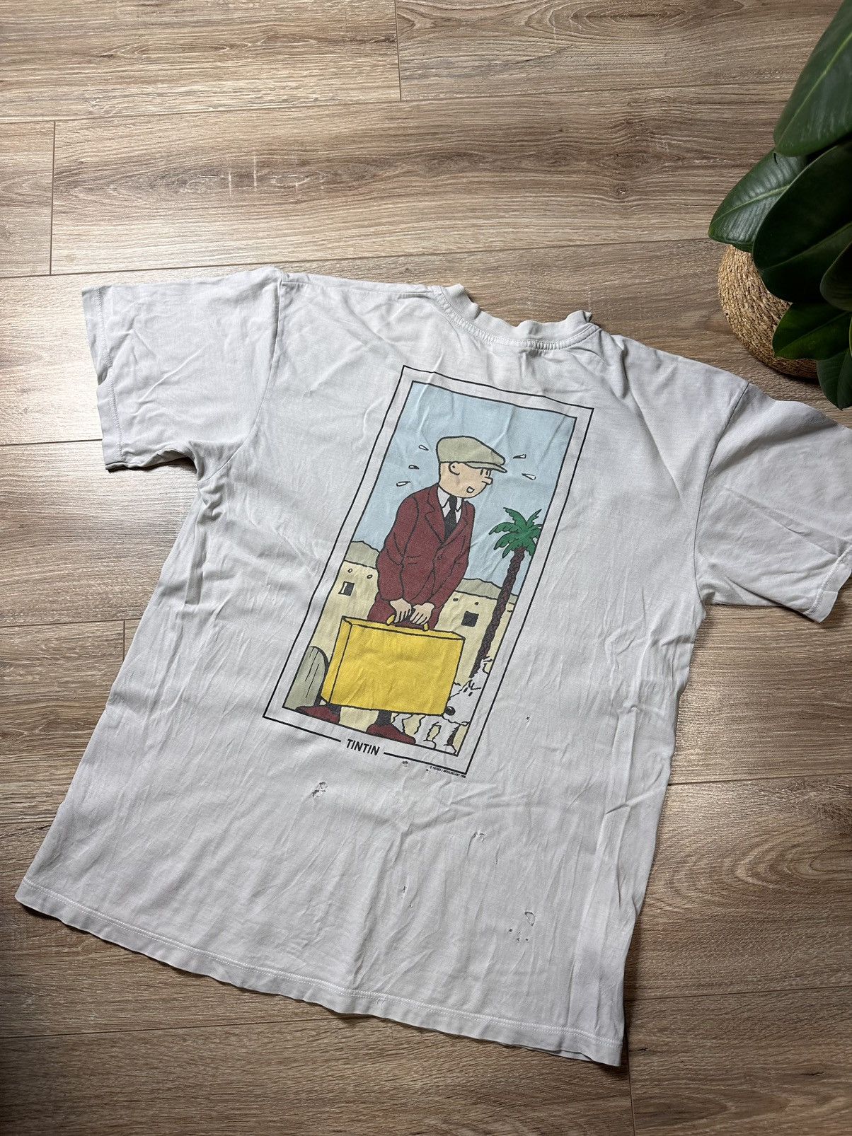 T-shirt Vintage Tintin L'Oreille Cassée - Marque Corner, Taille XL, Made In France Années 90