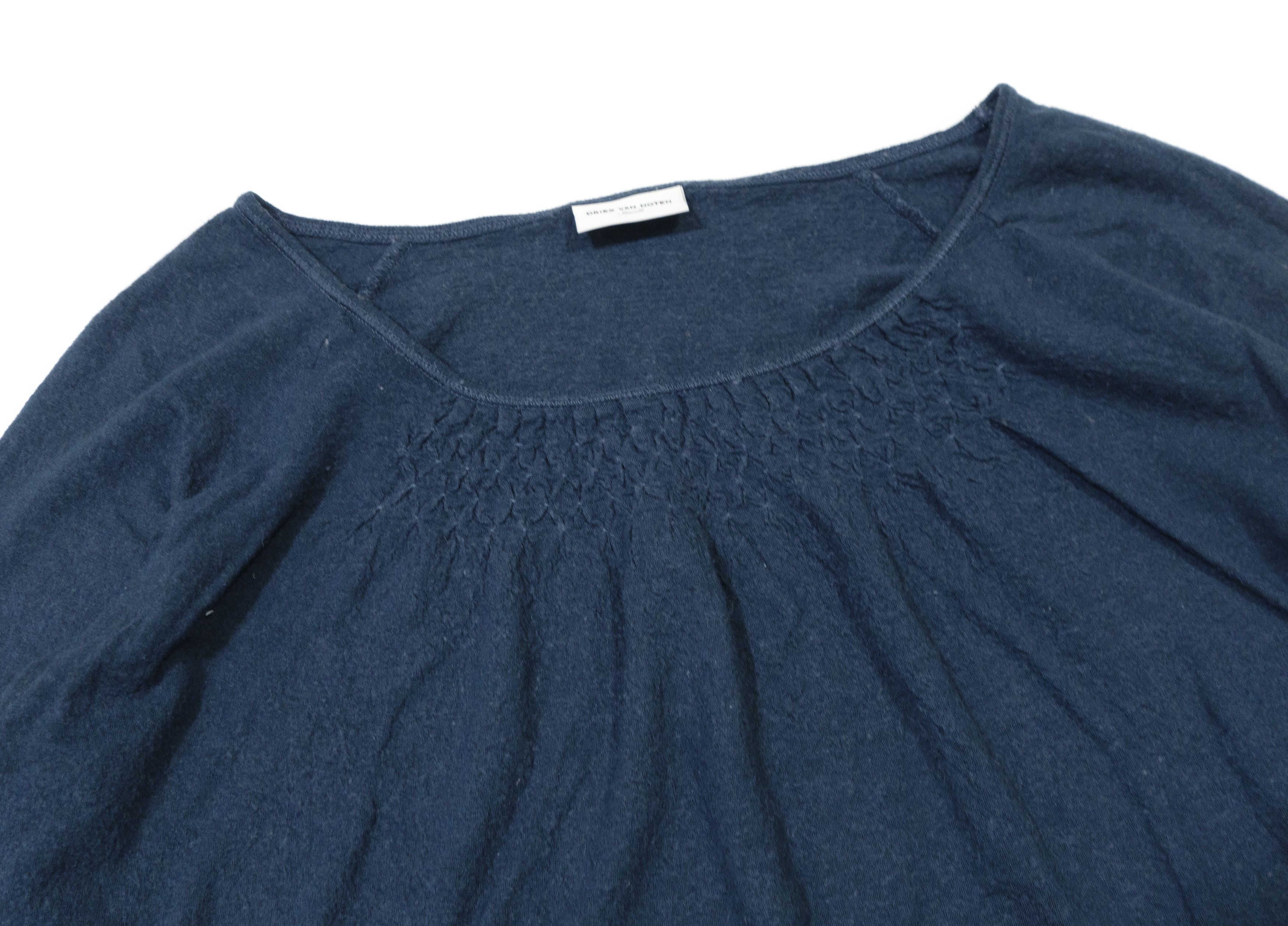 Dries Van Noten Modal Wool Blend Peasant Gathered Neck Top Sweater Size S / US 4 / IT 40 - 3 Thumbnail