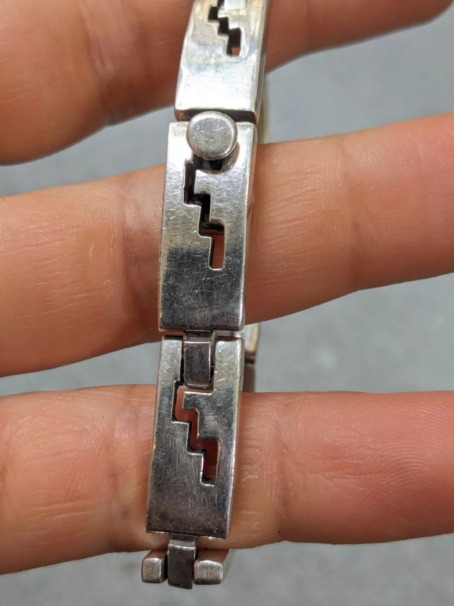 Jewelry Stainless Steel Bracelet Taxco Mexico Rectangle Panel Size ONE SIZE - 19 Thumbnail